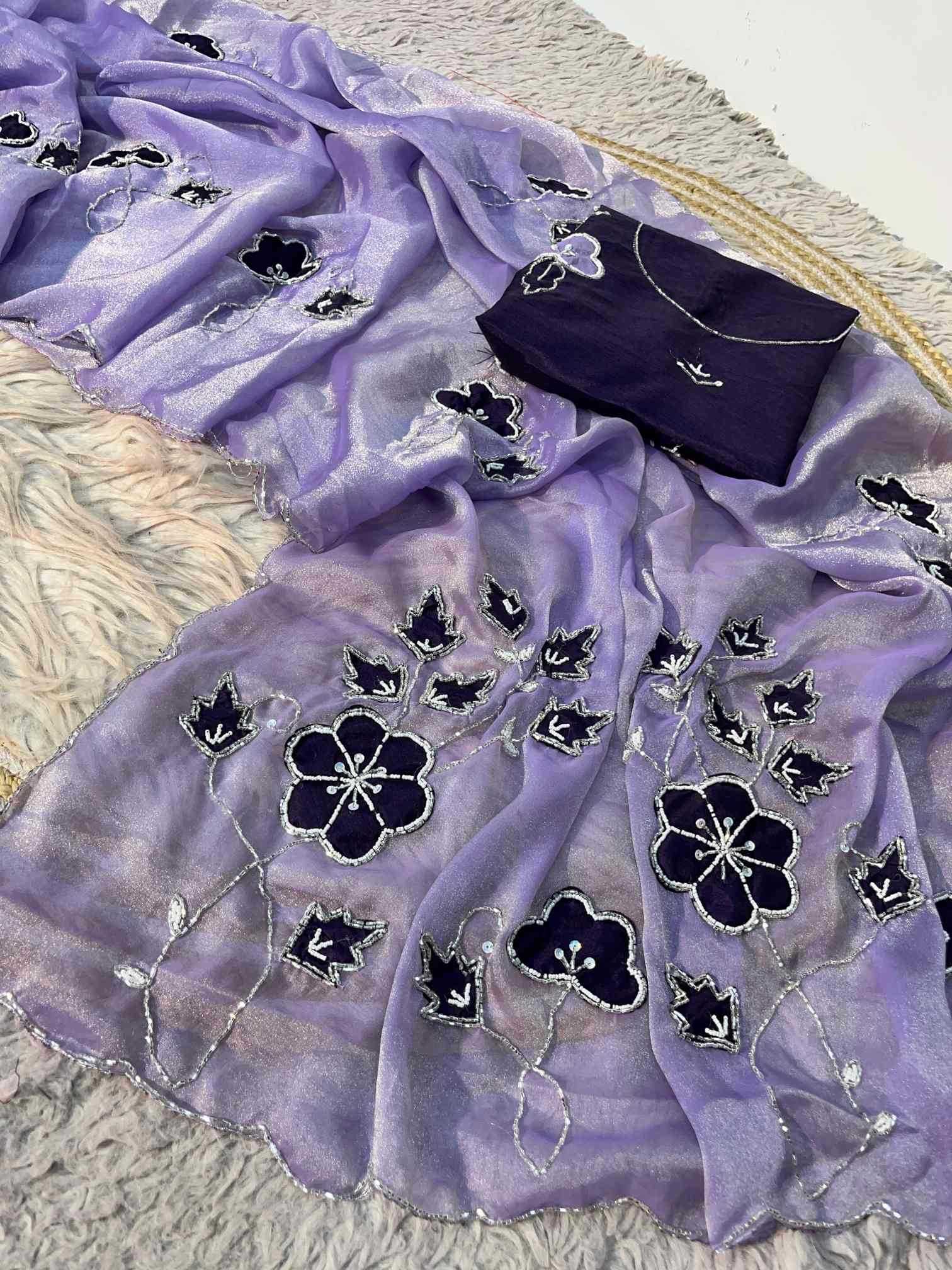 Dull Moss Designer Saree
