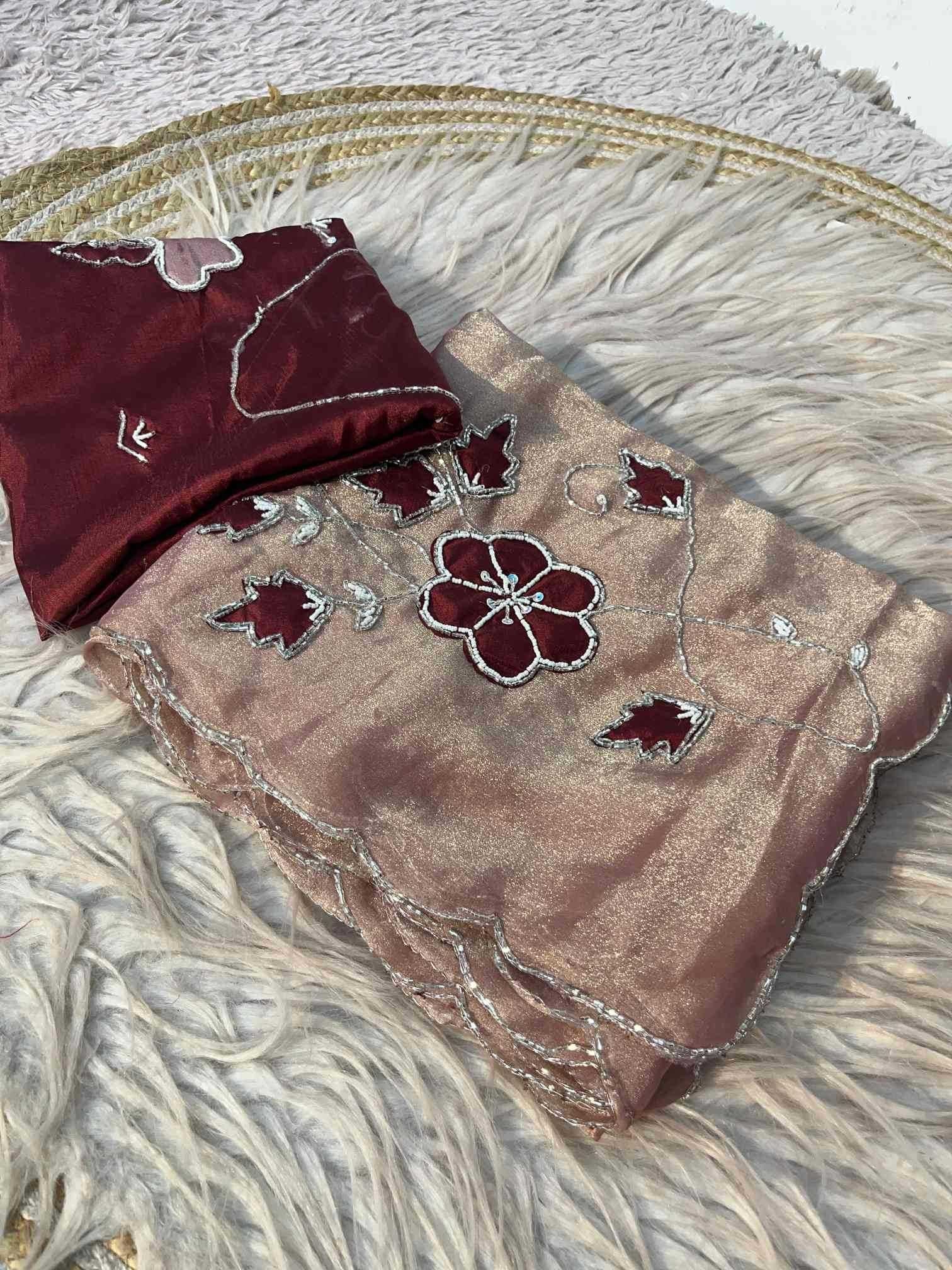 Dull Moss Designer Saree
