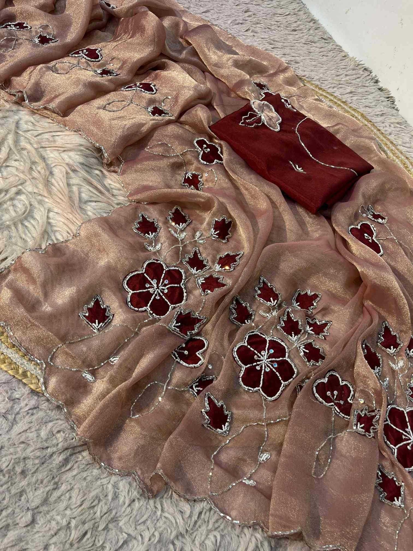 Dull Moss Designer Saree