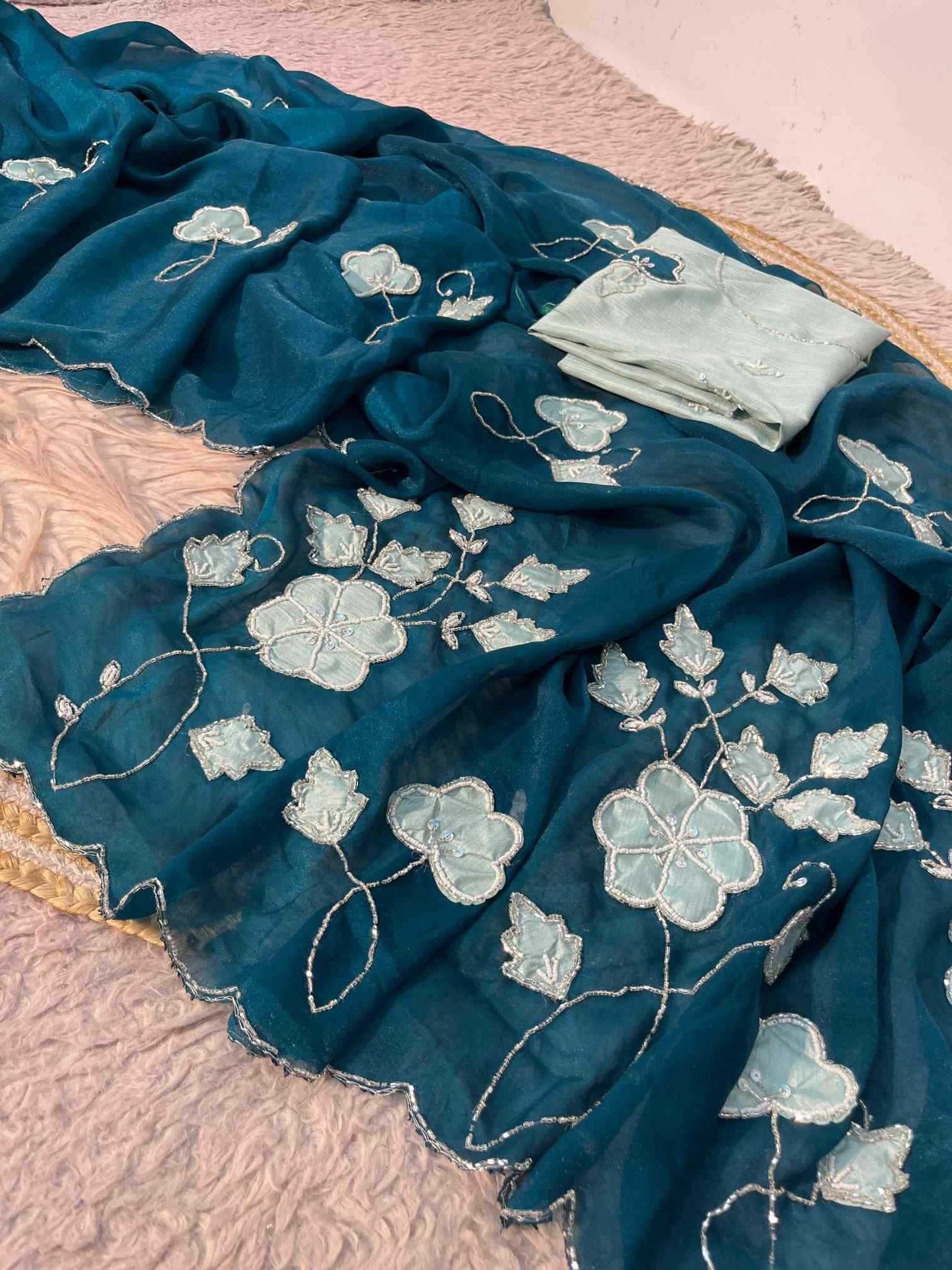 Dull Moss Designer Saree