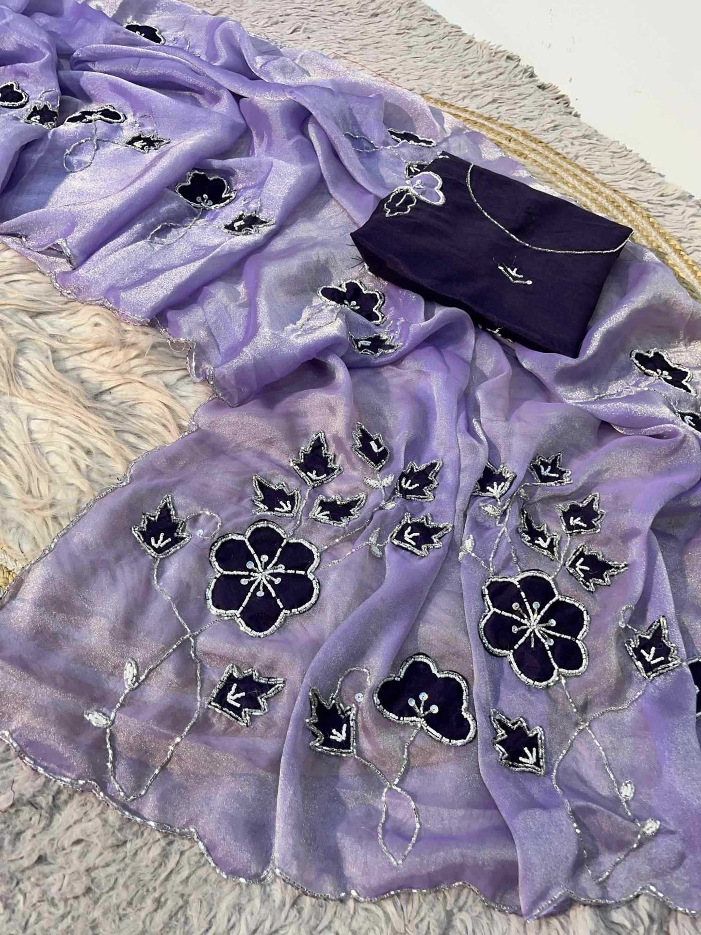 Dull Moss Designer Saree
