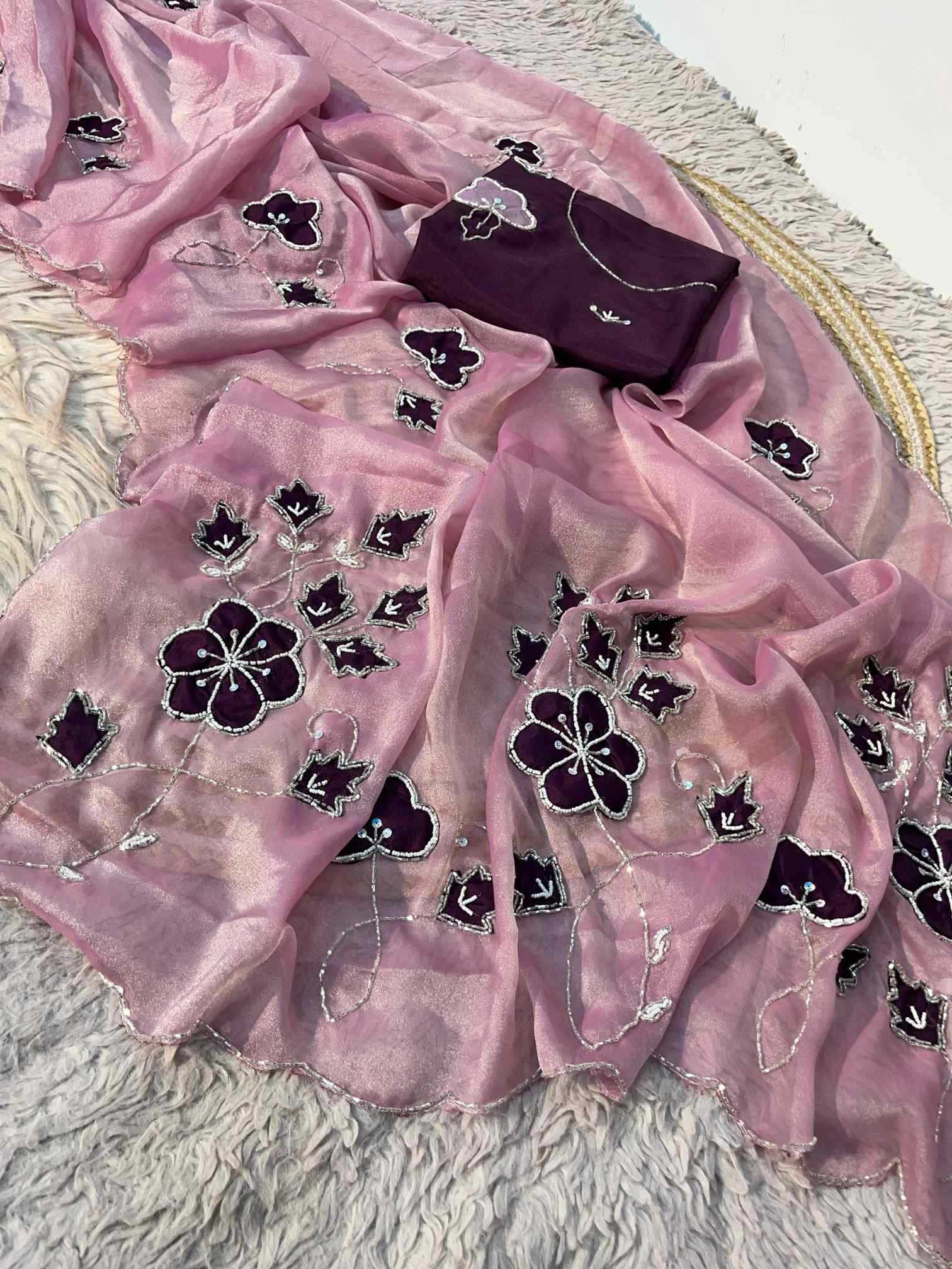Dull Moss Designer Saree