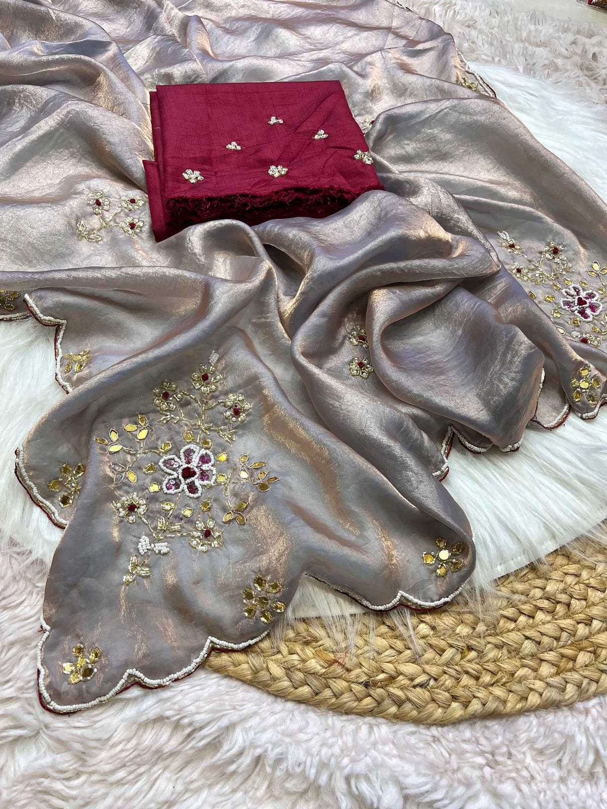 Krishnika Satin Hand Work Saree