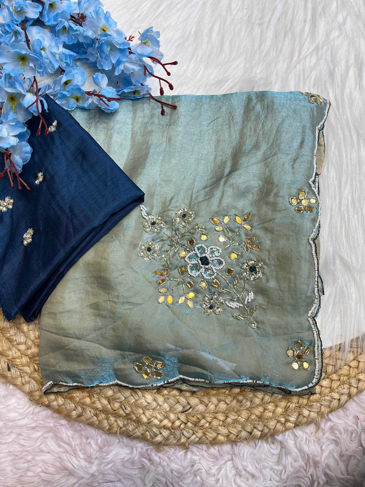 Krishnika Satin Hand Work Saree