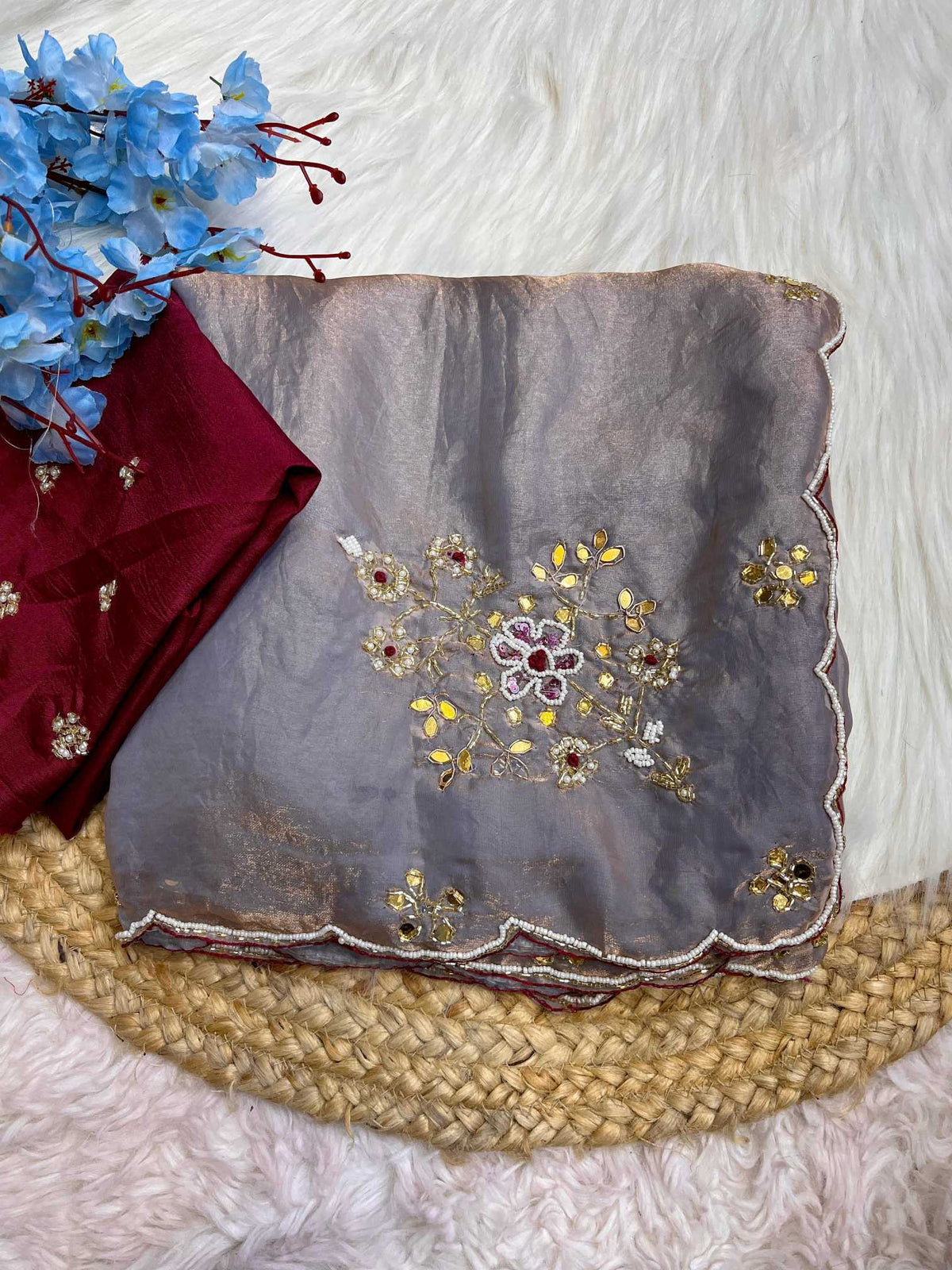 Krishnika Satin Hand Work Saree