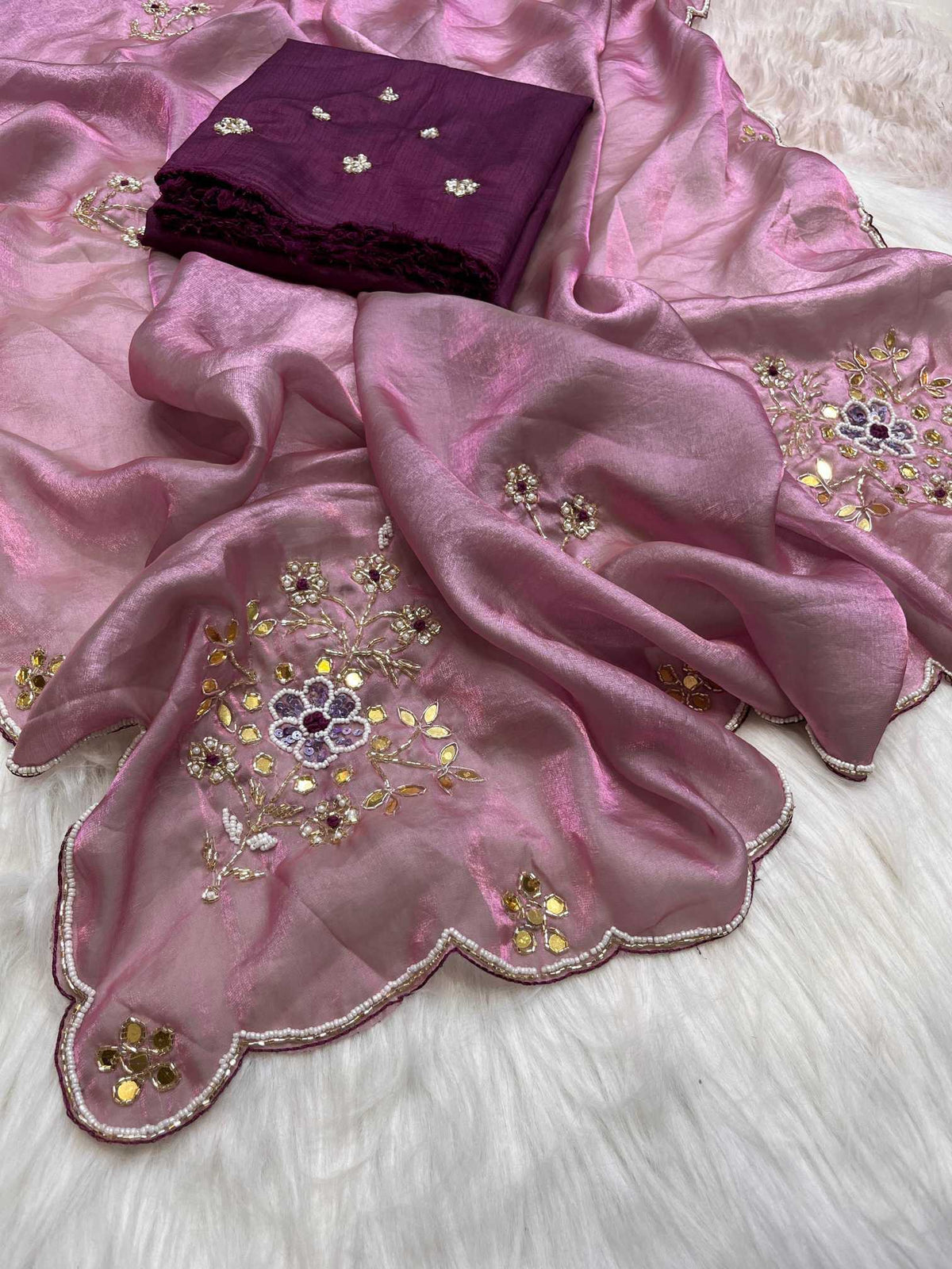 Krishnika Satin Hand Work Saree