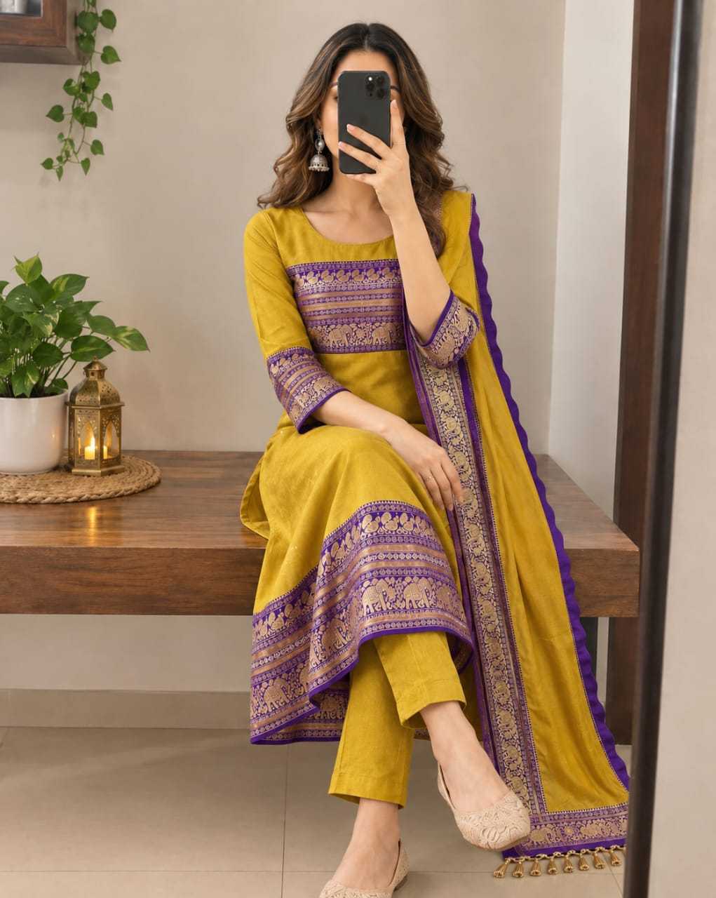 Cotton Festive Kurti in Purple