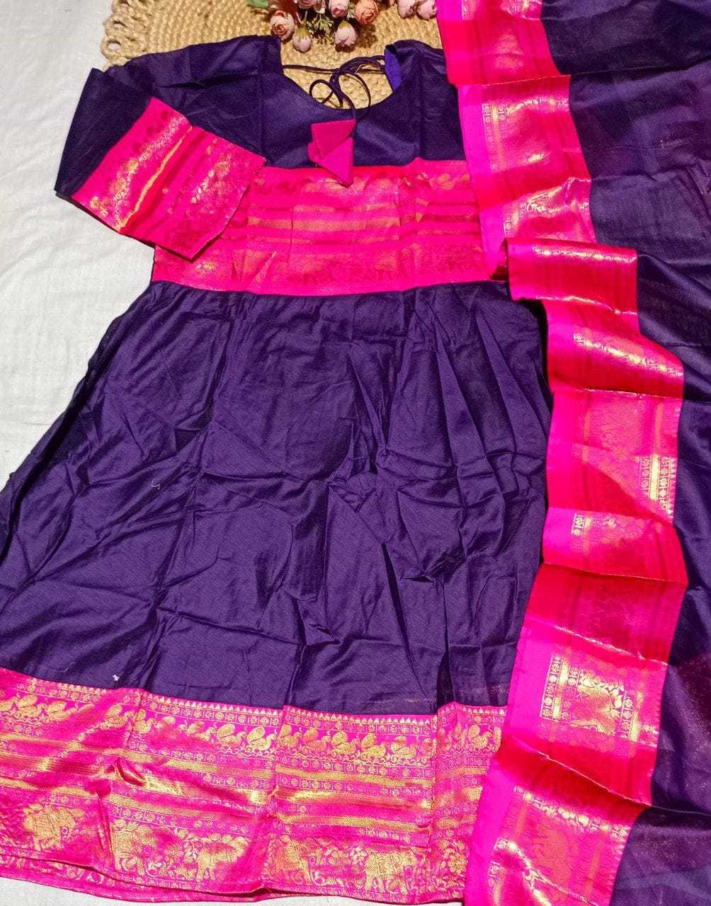 Cotton Festive Kurti in Purple