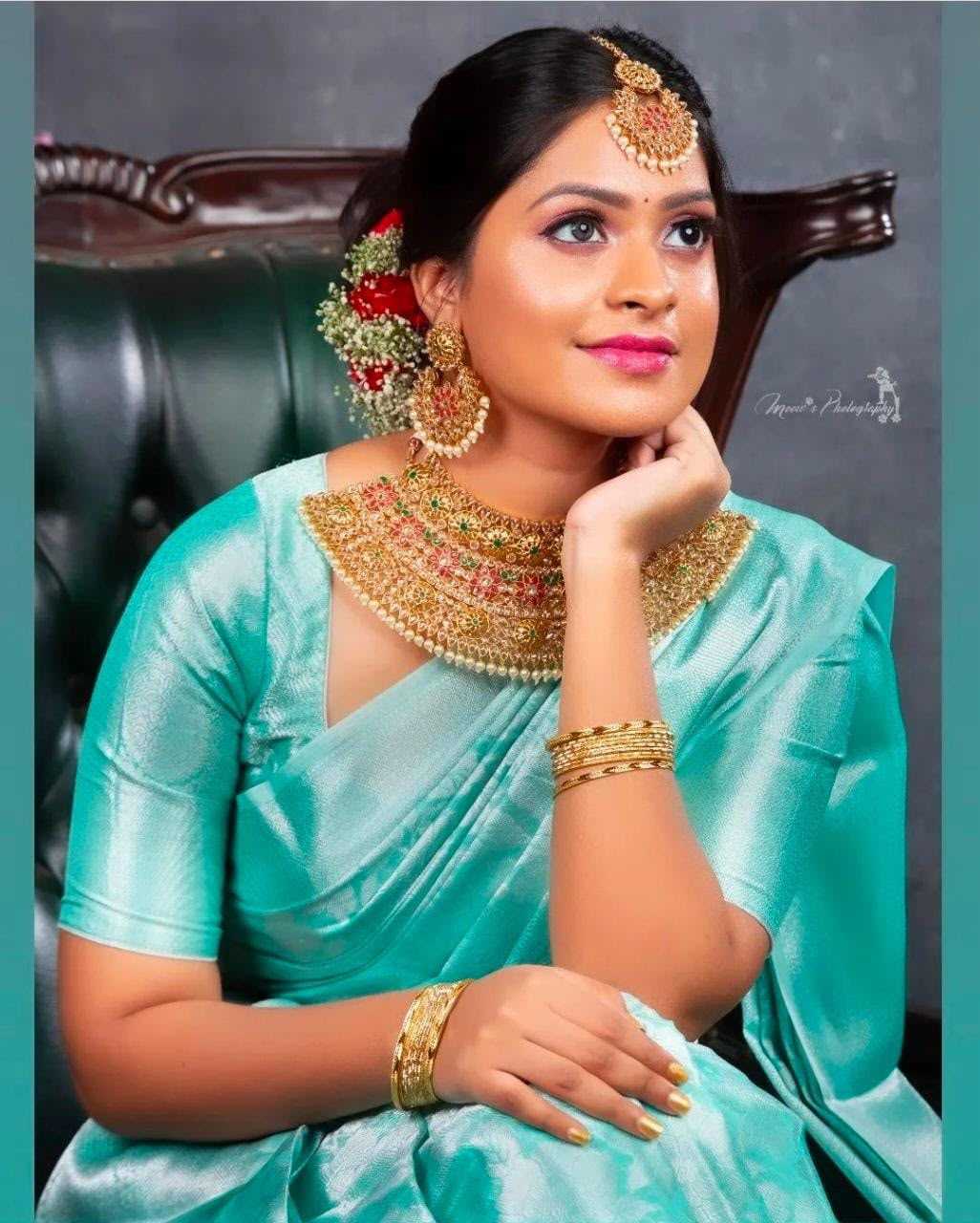 Lichi Silk Soft Saree in Sky