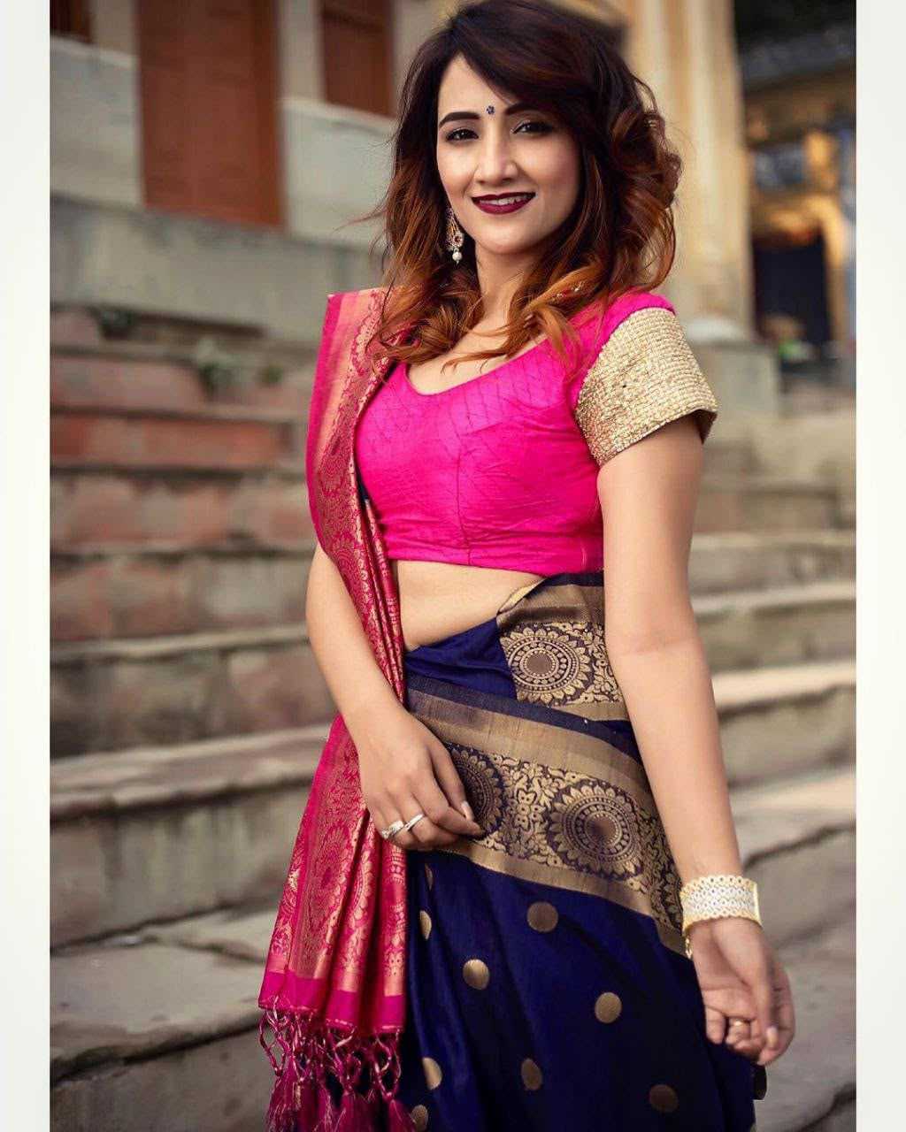 Lichi Silk Embroidered Saree