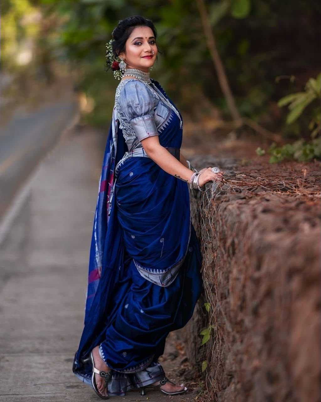 Lichi Silk Designer Saree in Red
