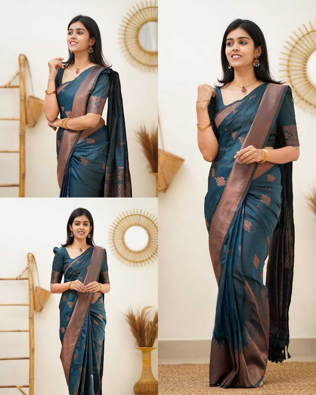 Lichi Silk Soft Saree in Brown