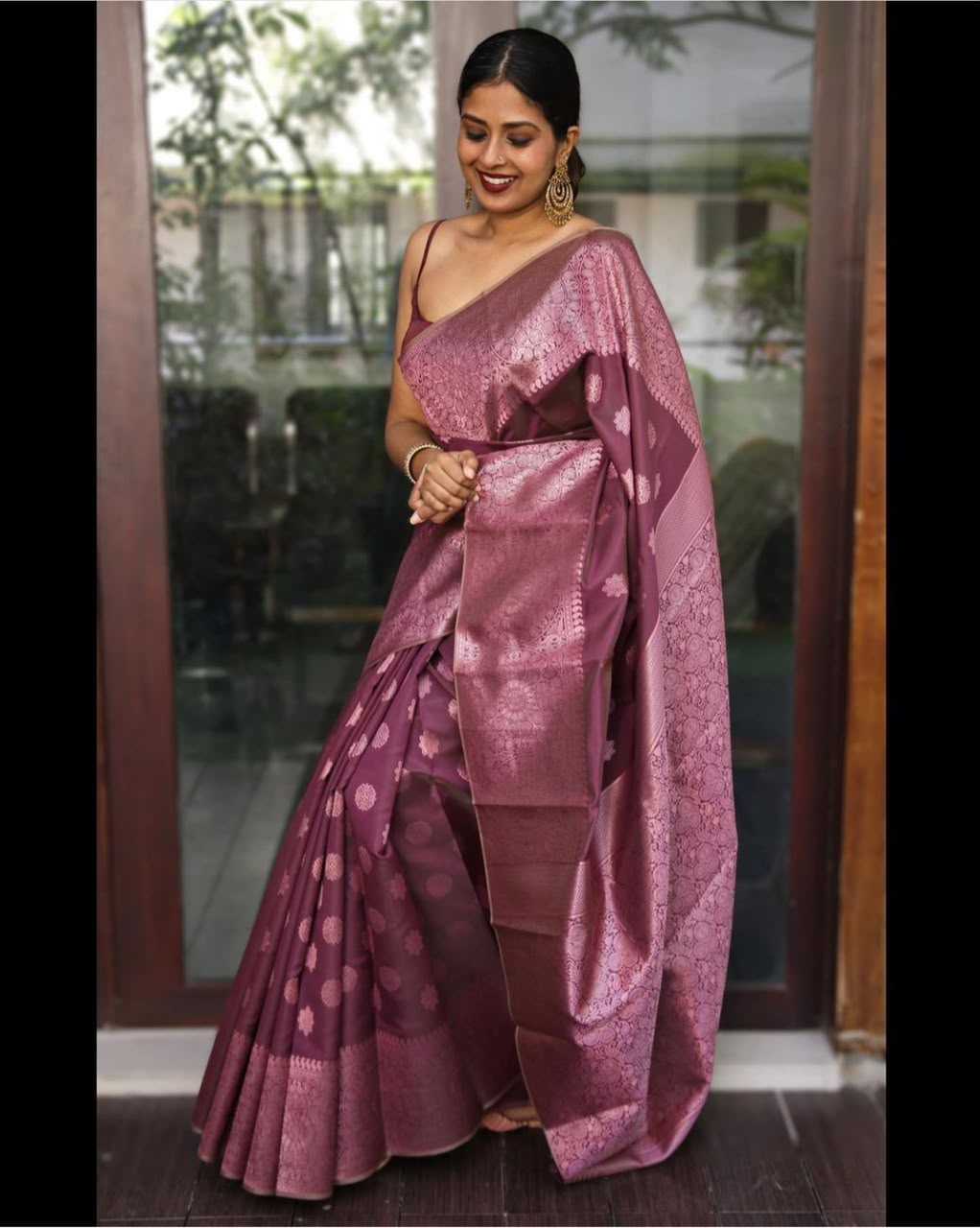 Lichi Silk Embroidered Saree