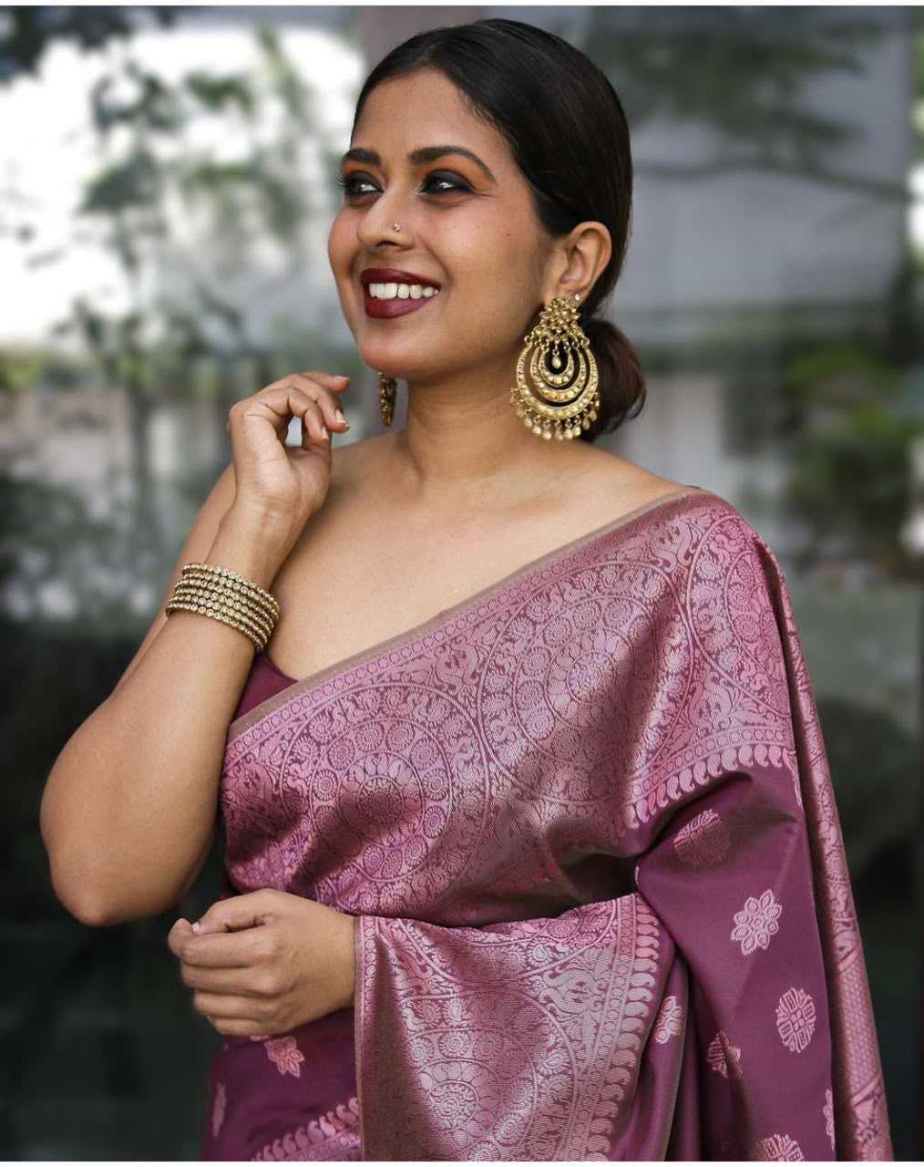 Lichi Silk Embroidered Saree