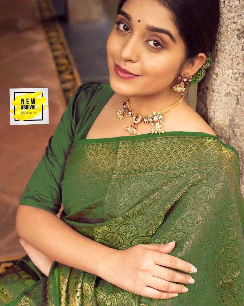 Lichi Silk Soft Saree in Green