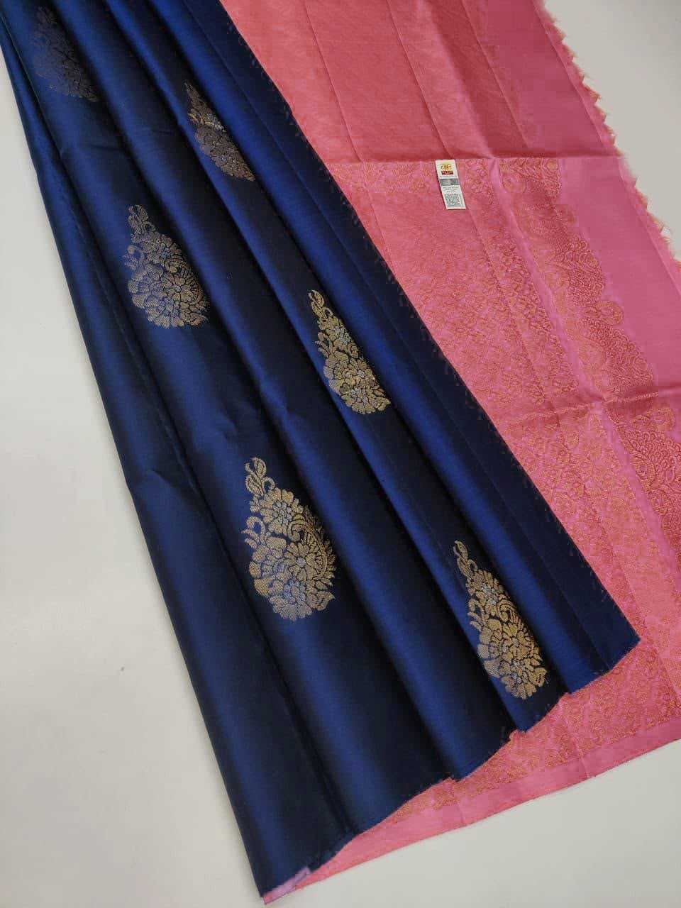 Lichi Silk Soft Saree in Dark Blue