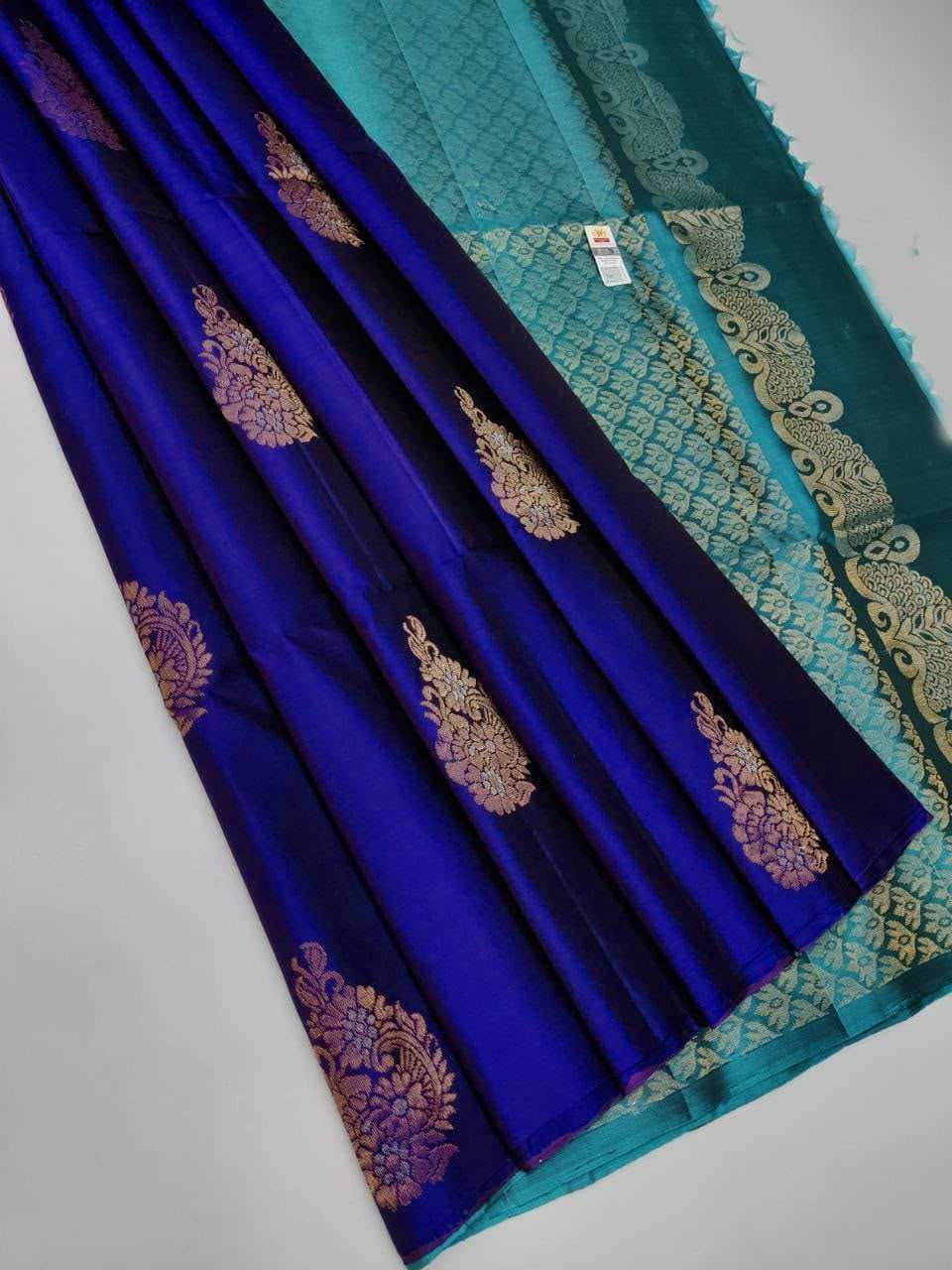 Lichi Silk Soft Saree in Dark Blue