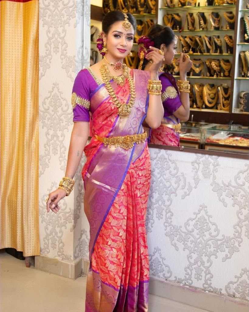 Lichi Silk Embroidered Saree