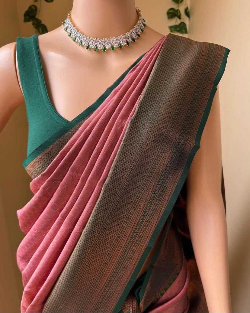 Lichi Silk Designer Saree in Chikoo