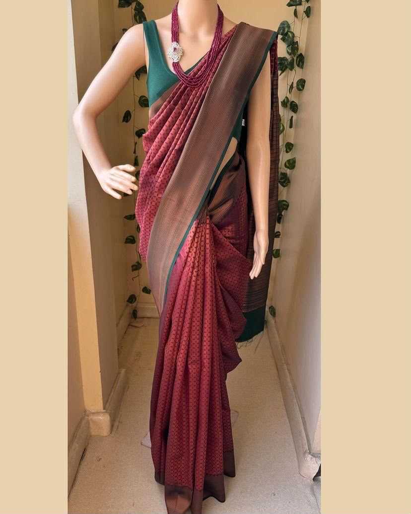 Lichi Silk Designer Saree in Chikoo