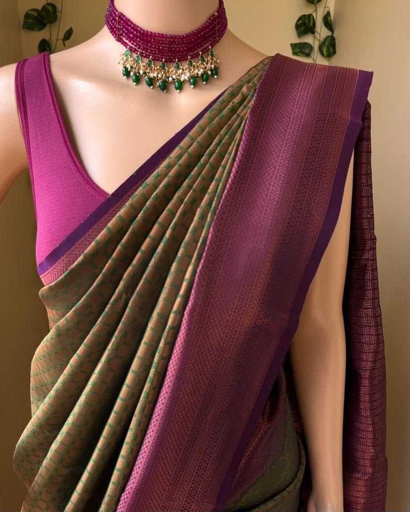Lichi Silk Designer Saree in Chikoo