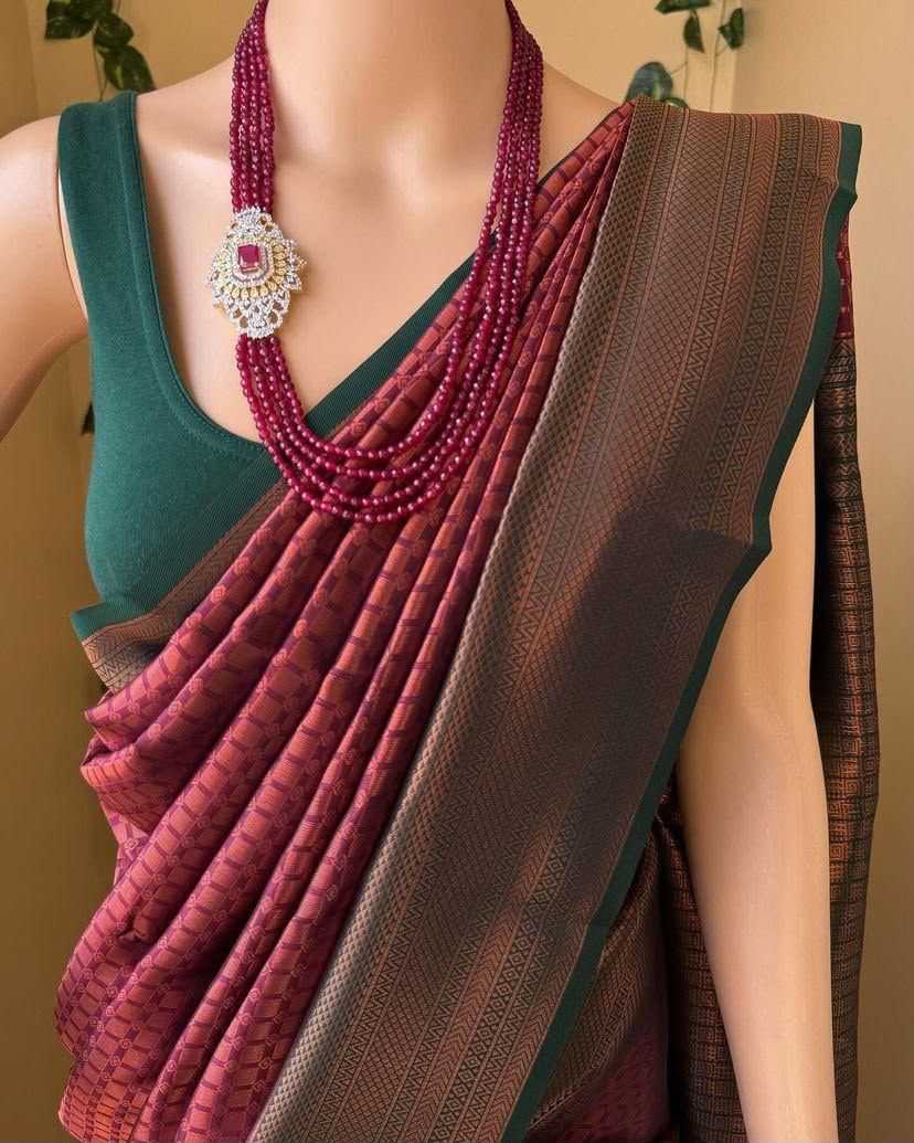 Lichi Silk Designer Saree in Chikoo