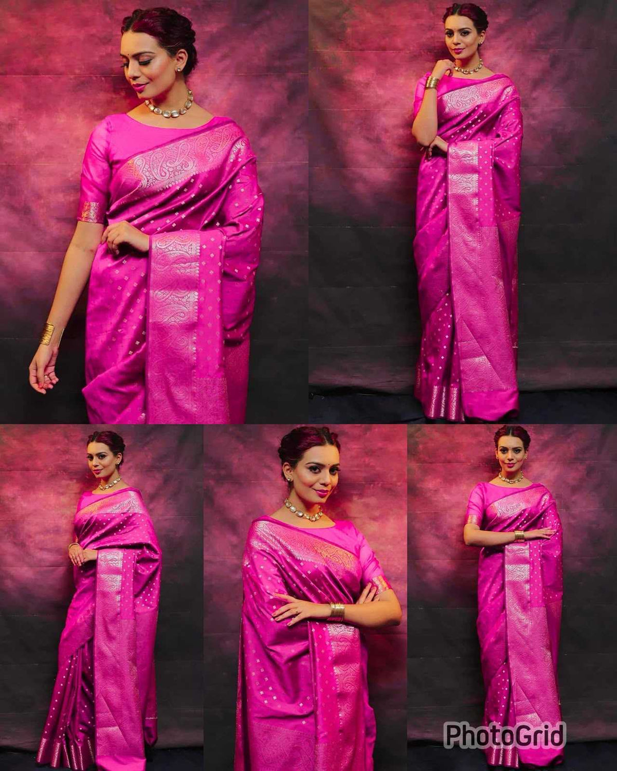 Lichi Silk Designer Saree in Wine