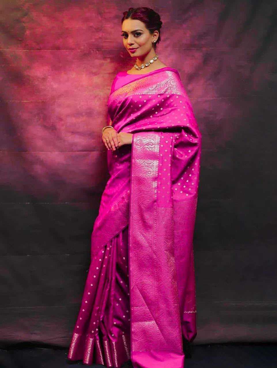 Lichi Silk Designer Saree in Wine