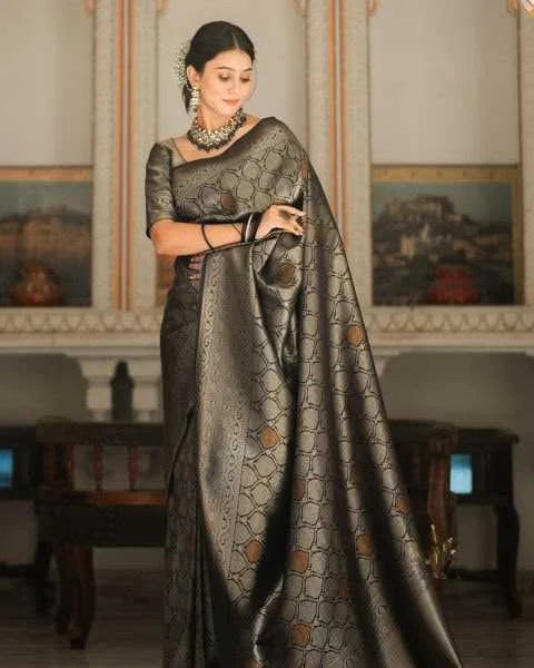 Lichi Silk Soft Saree in Peach