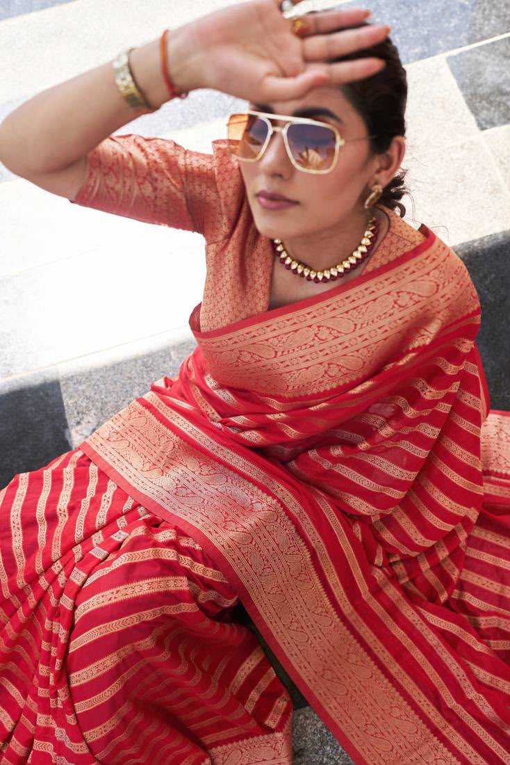 Lichi Silk Designer Saree in Pink