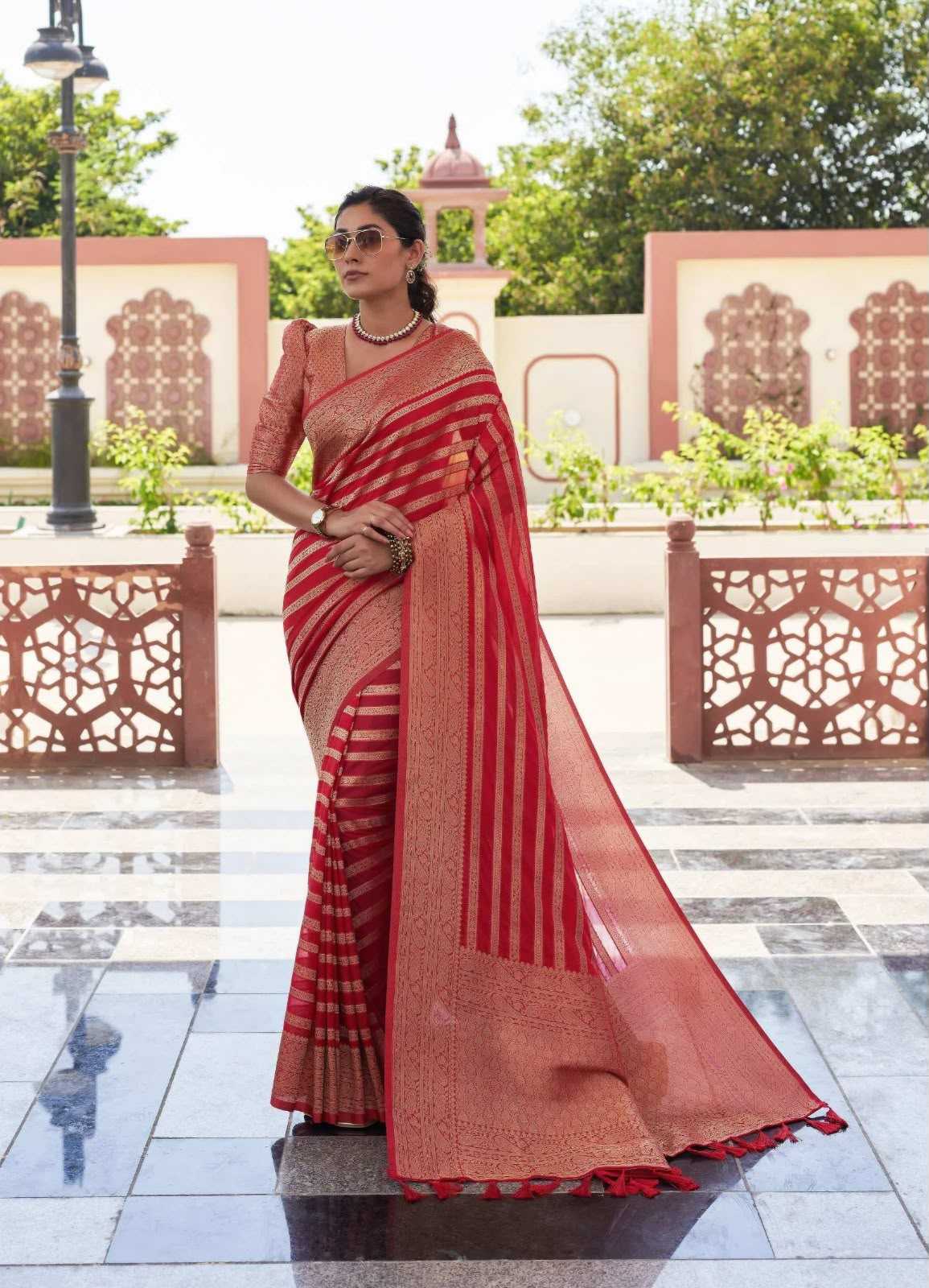 Lichi Silk Designer Saree in Pink