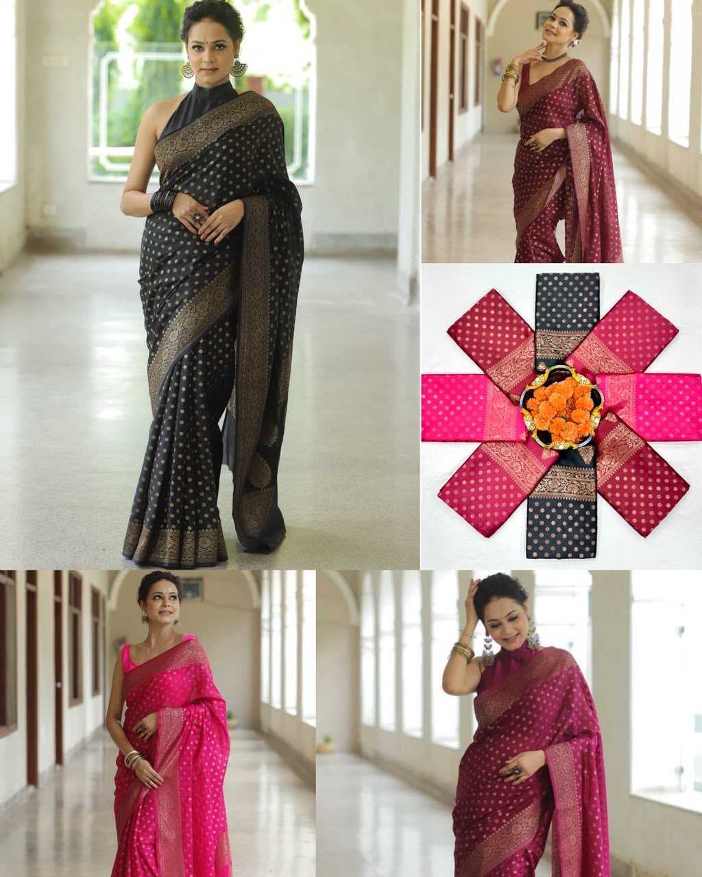 Lichi Silk Soft Saree in Dark Pink