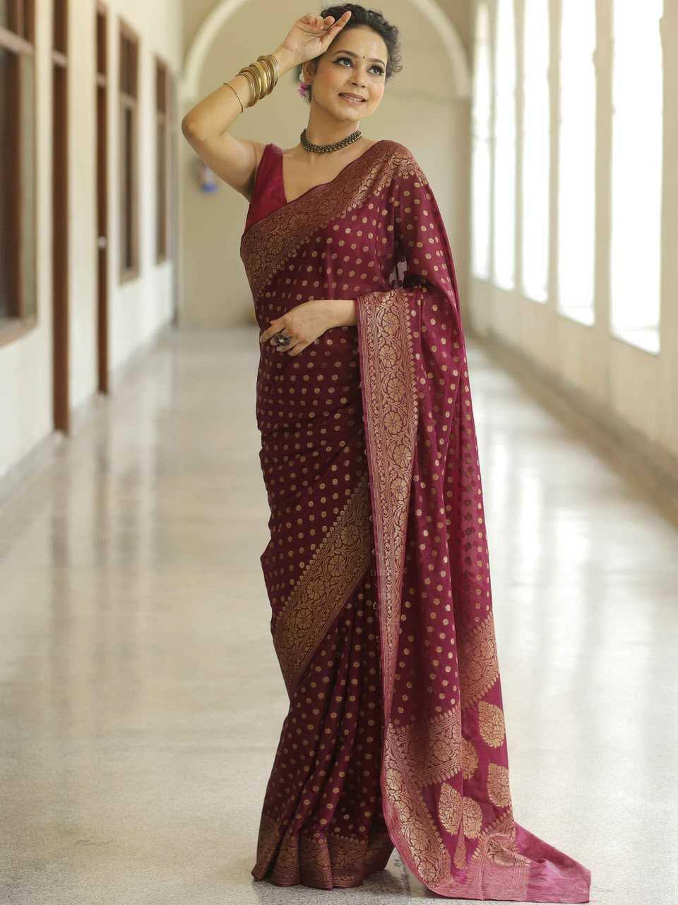 Lichi Silk Soft Saree in Dark Pink
