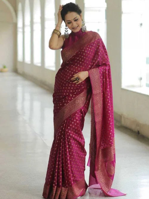 Lichi Silk Soft Saree in Dark Pink