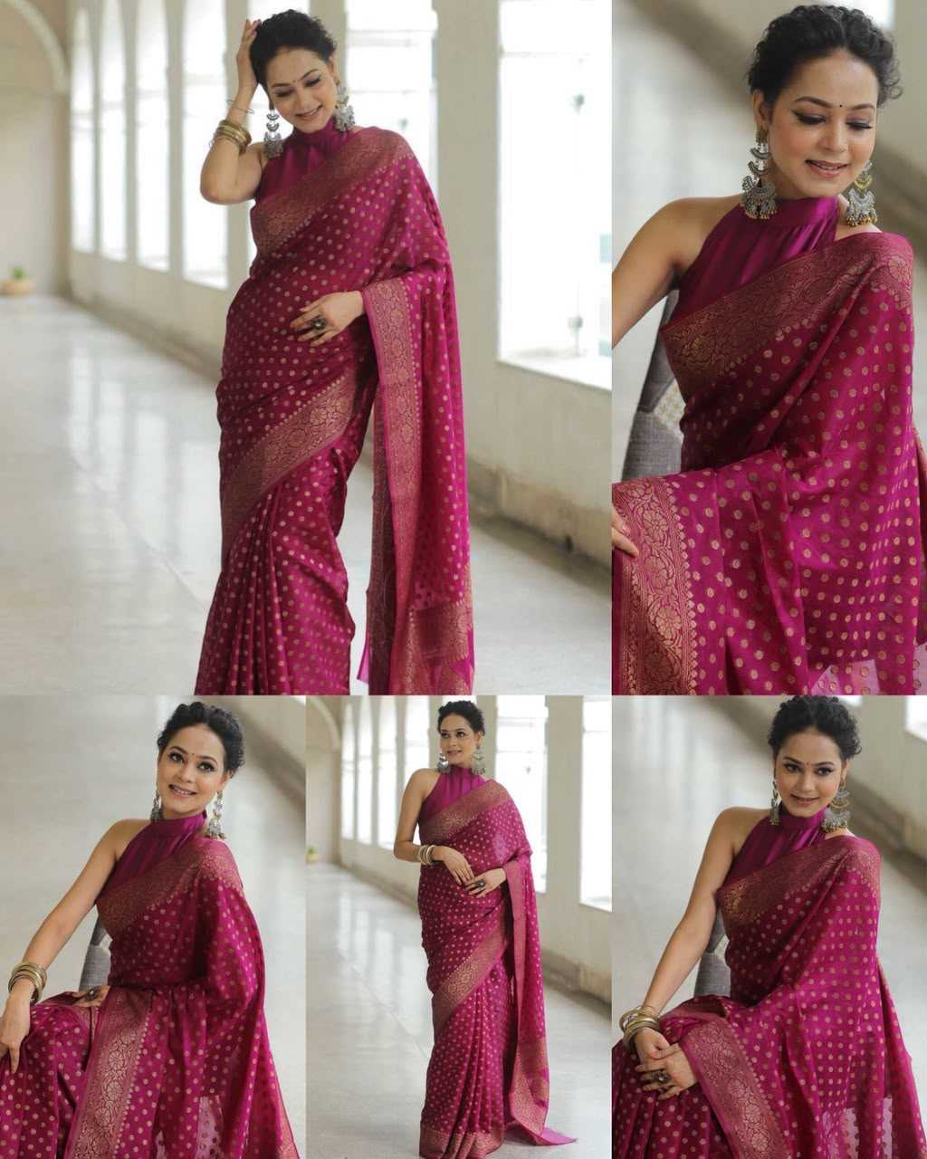 Lichi Silk Soft Saree in Dark Pink