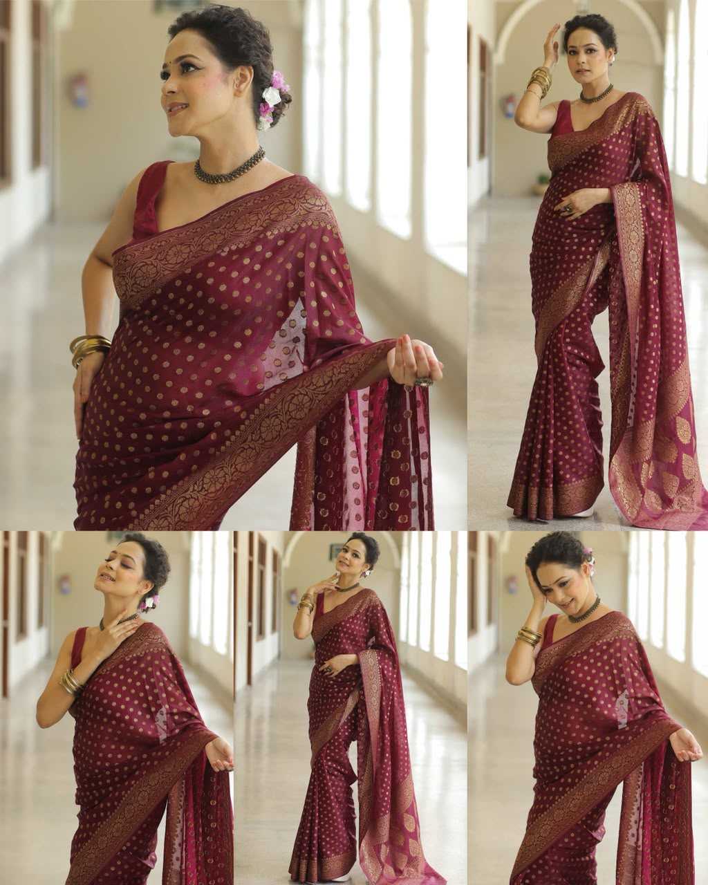 Lichi Silk Soft Saree in Dark Pink