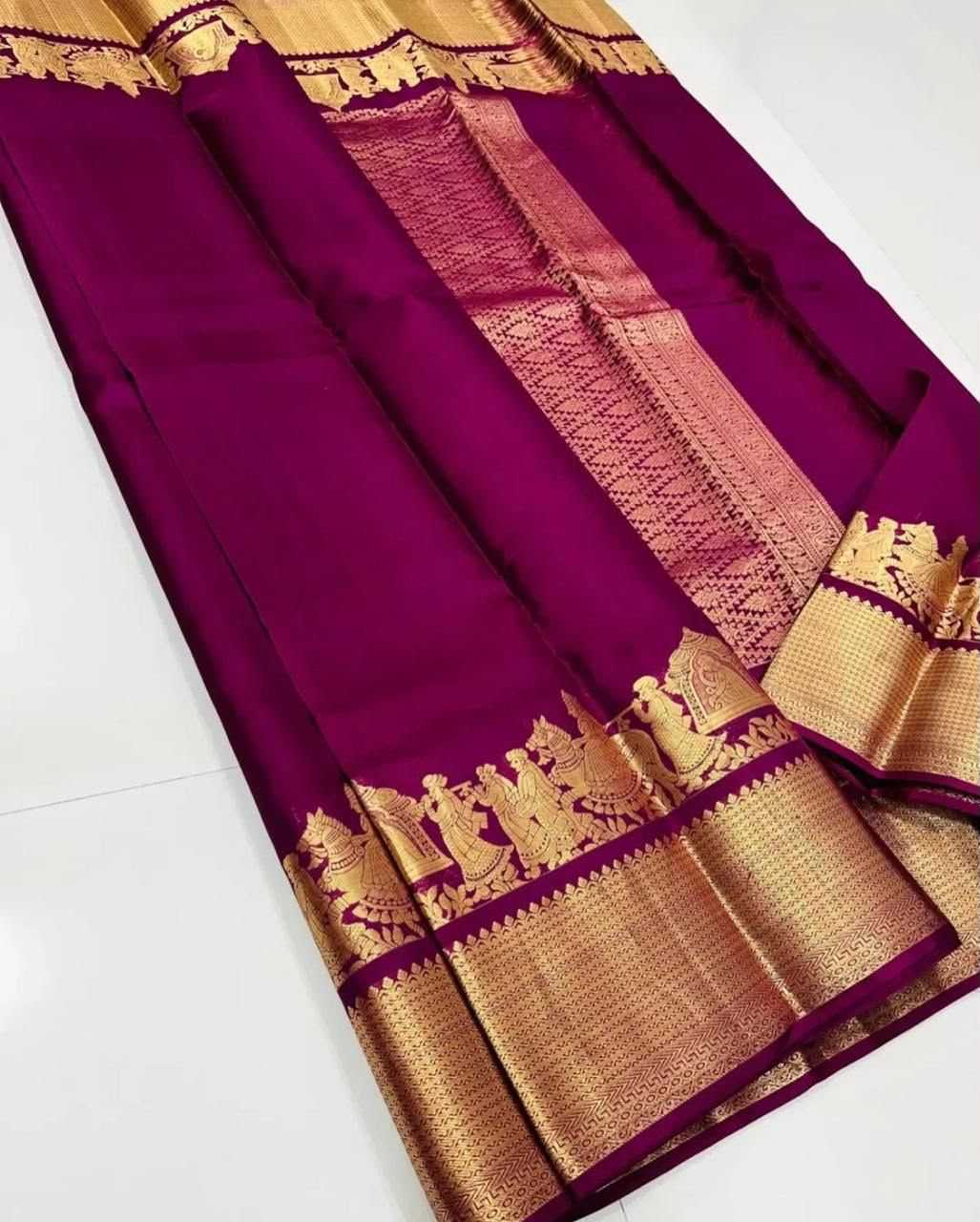Lichi Silk Soft Saree in Purple