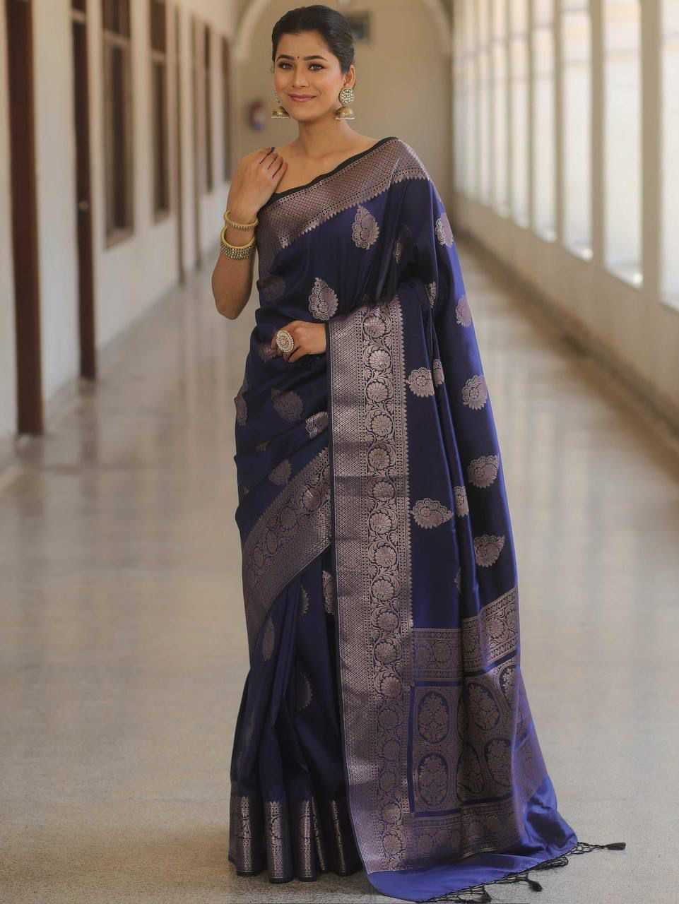 Lichi Silk Soft Saree in Coffee Brown