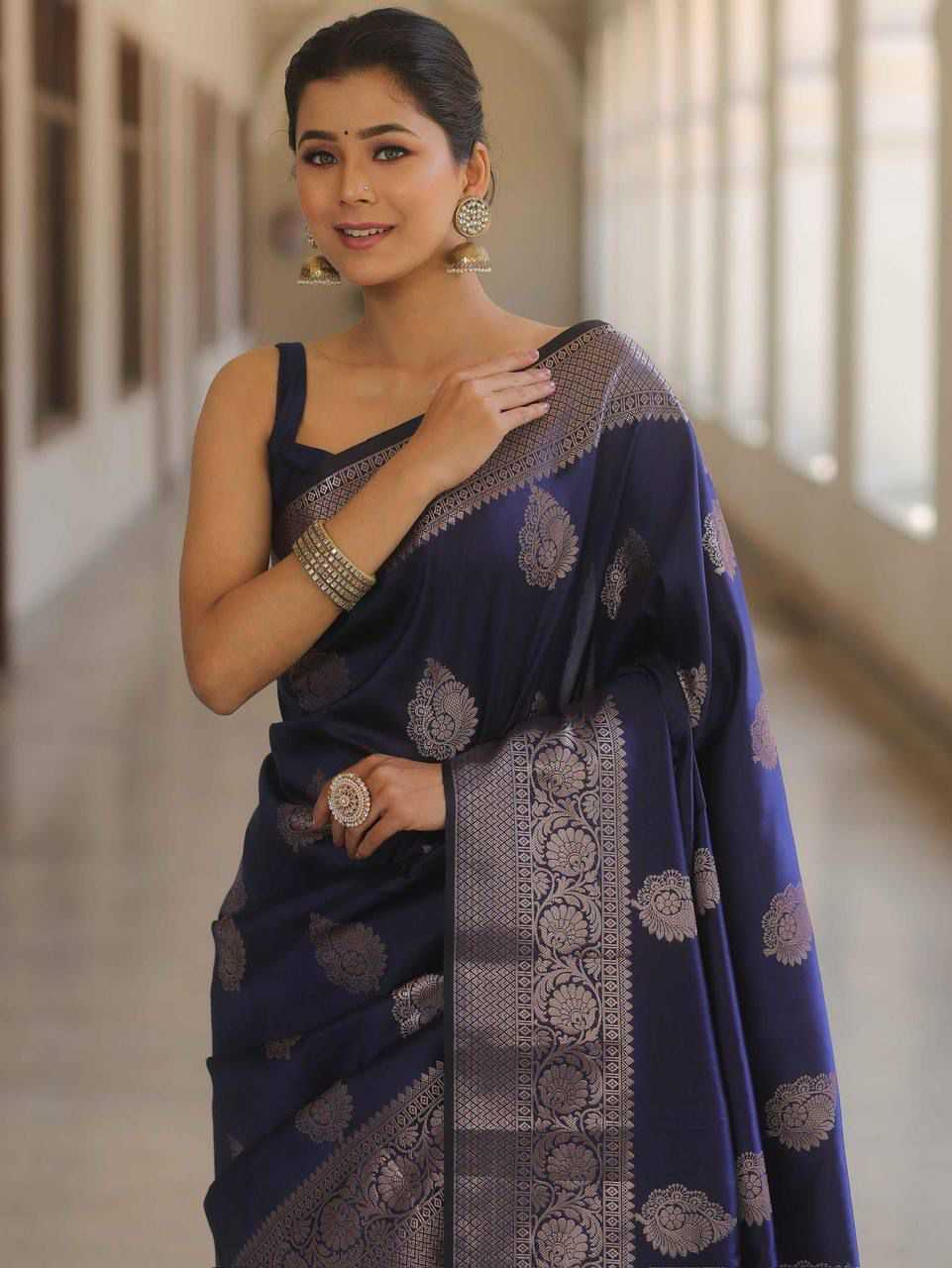 Lichi Silk Soft Saree in Coffee Brown
