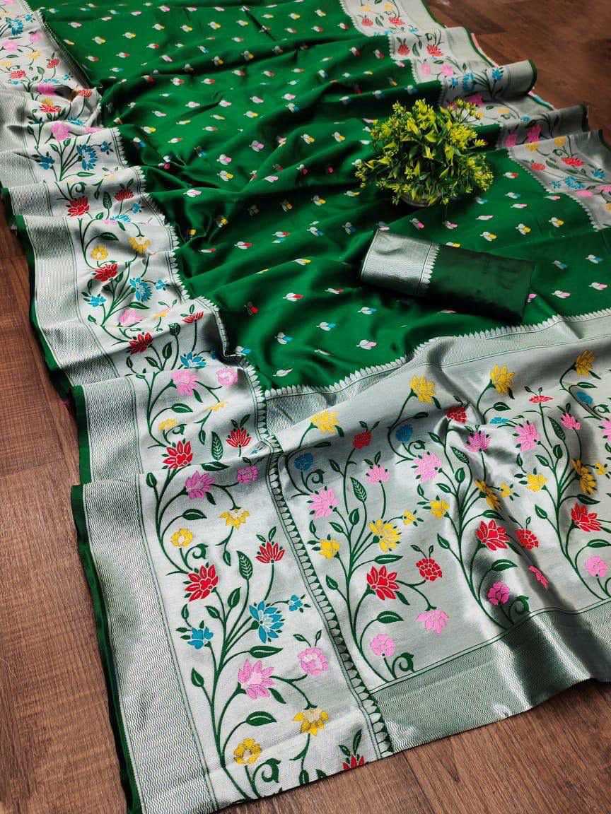 Lichi Silk Designer Saree in Deep Blue