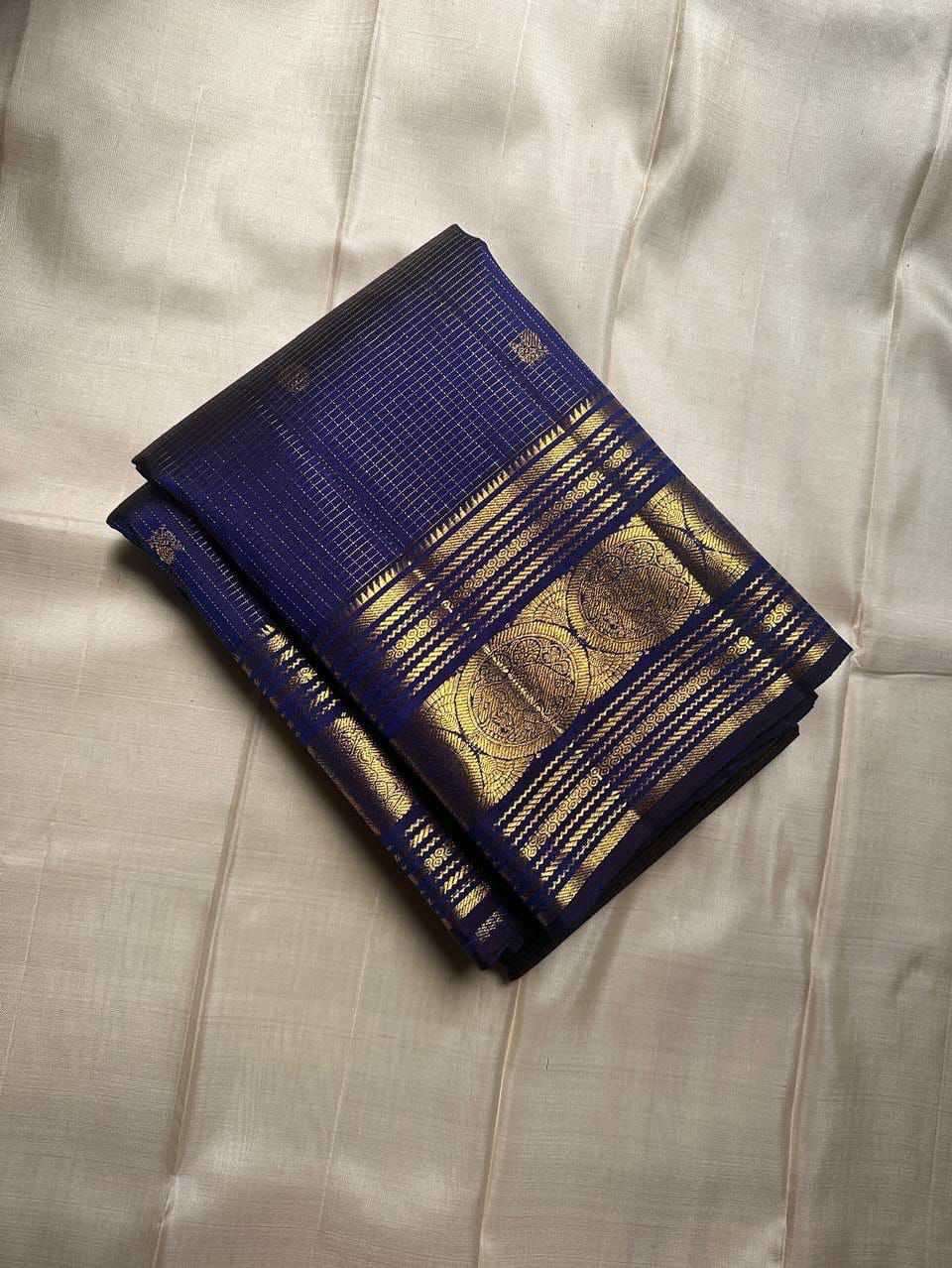Lichi Silk Soft Saree in Navy Blue