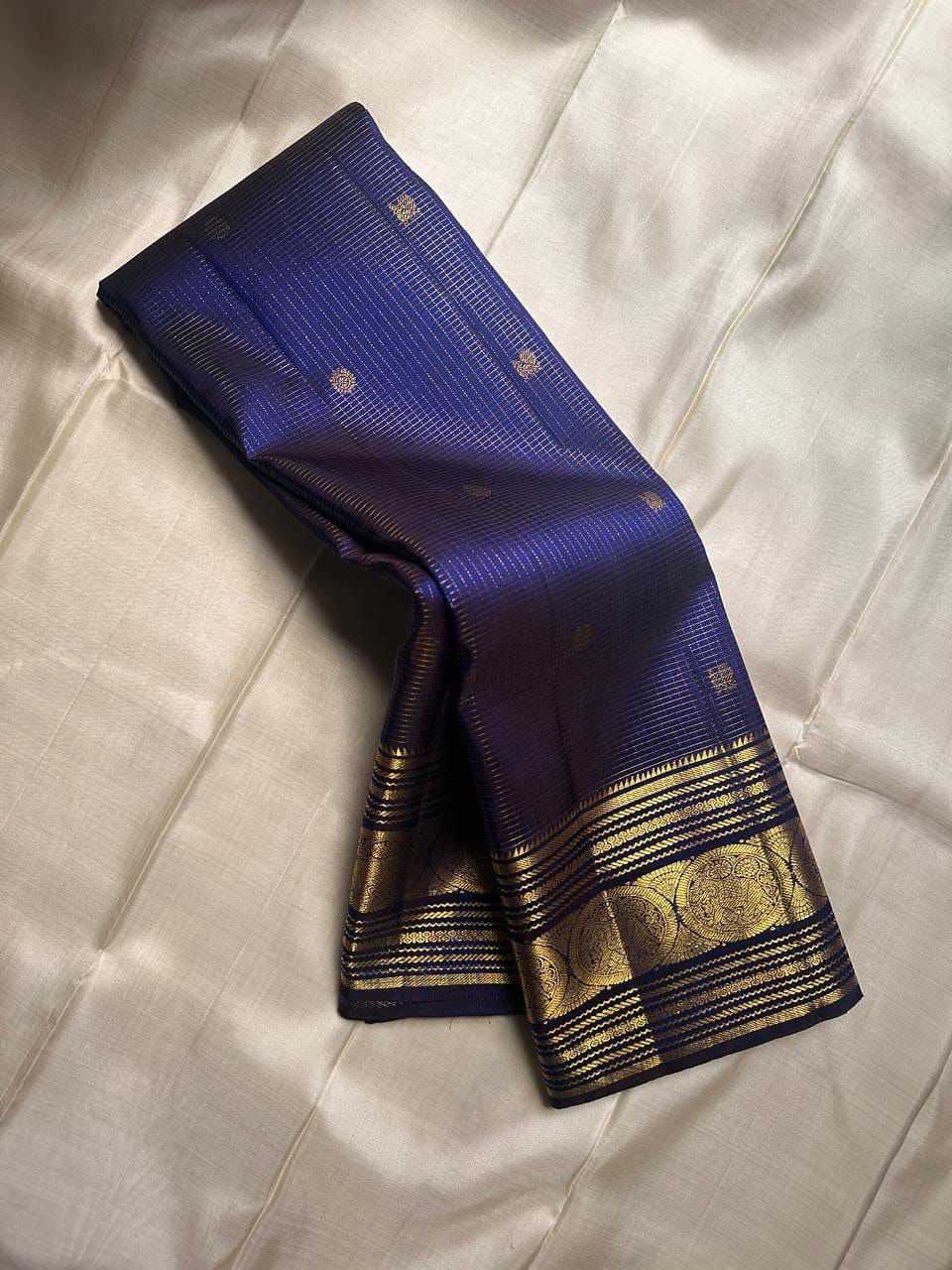 Lichi Silk Soft Saree in Navy Blue