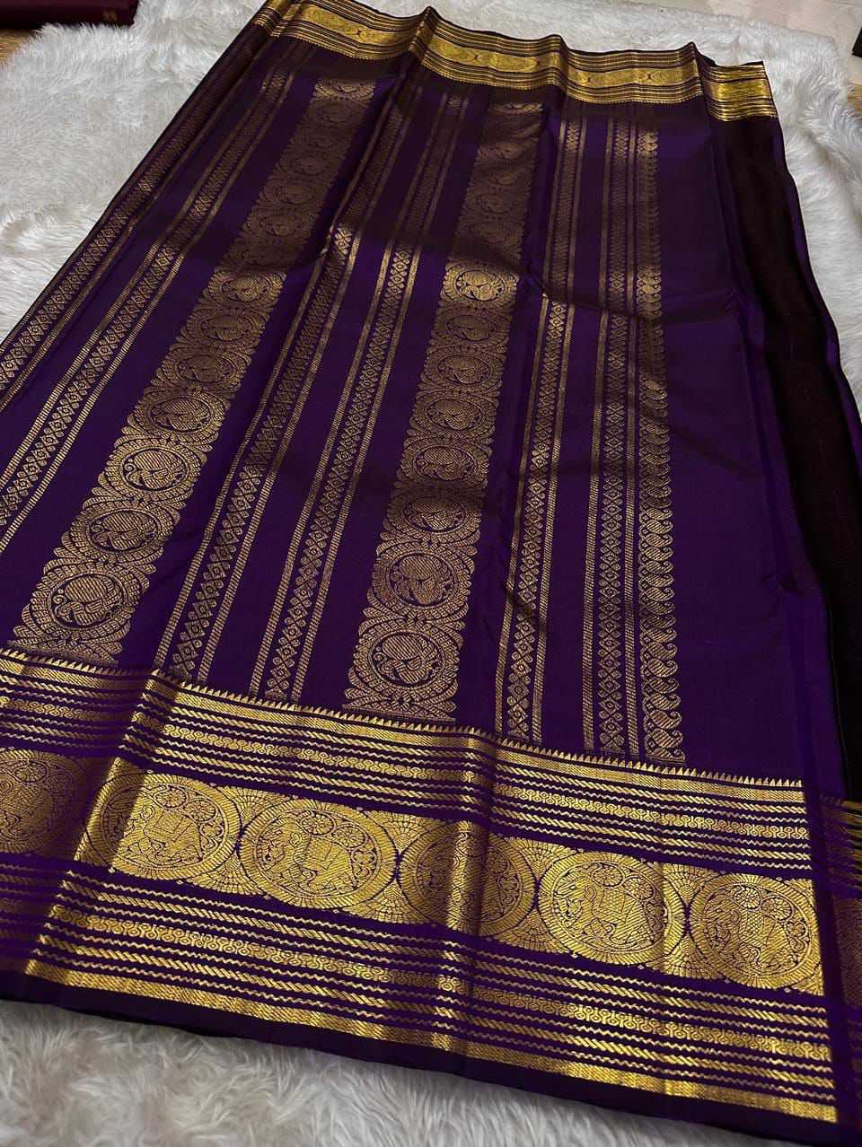 Lichi Silk Soft Saree in Navy Blue