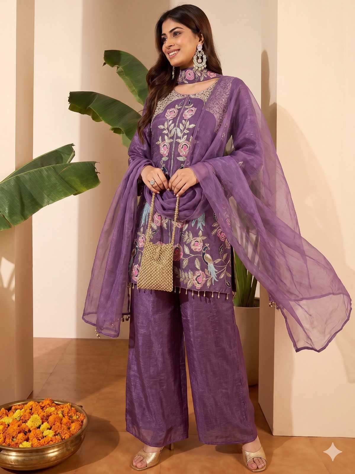 Crush Silk Sharara Salwar Suit