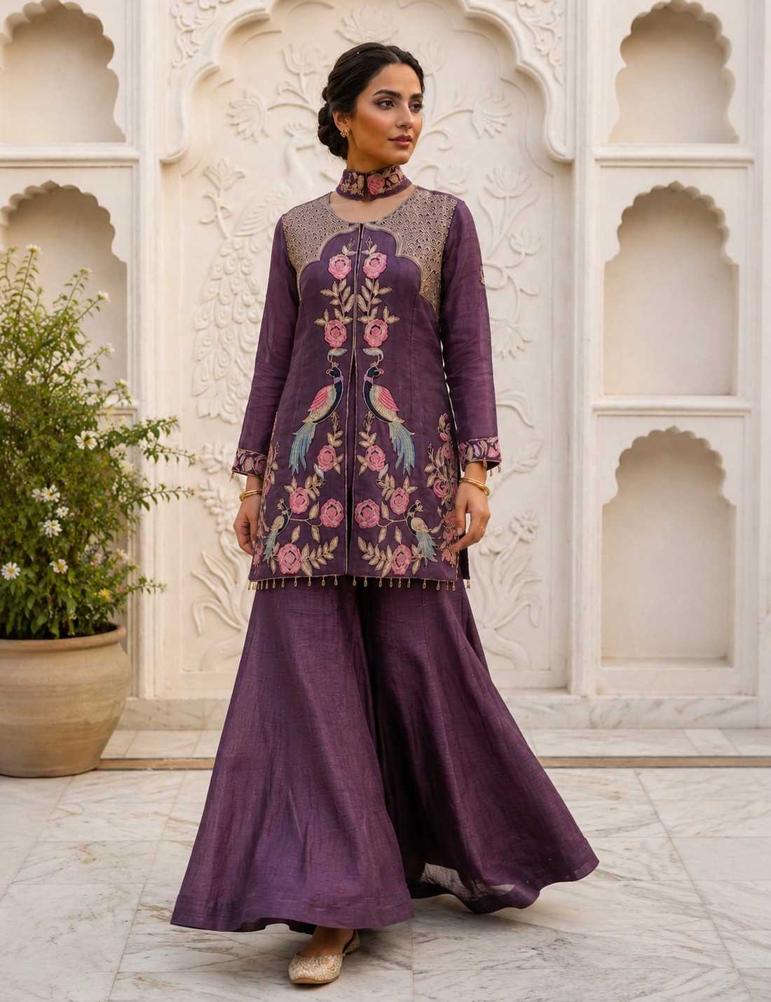 Crush Silk Sharara Salwar Suit