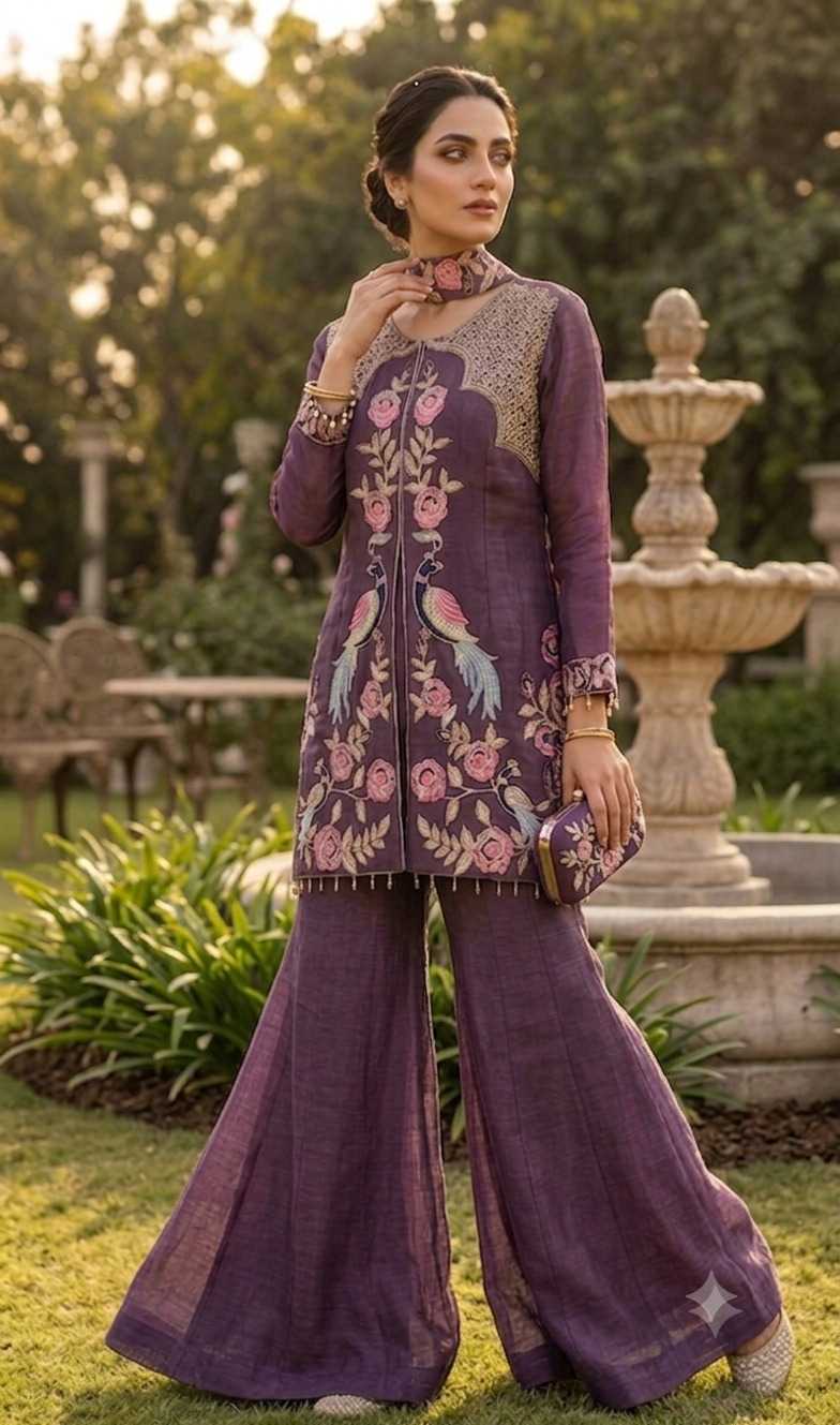Crush Silk Sharara Salwar Suit