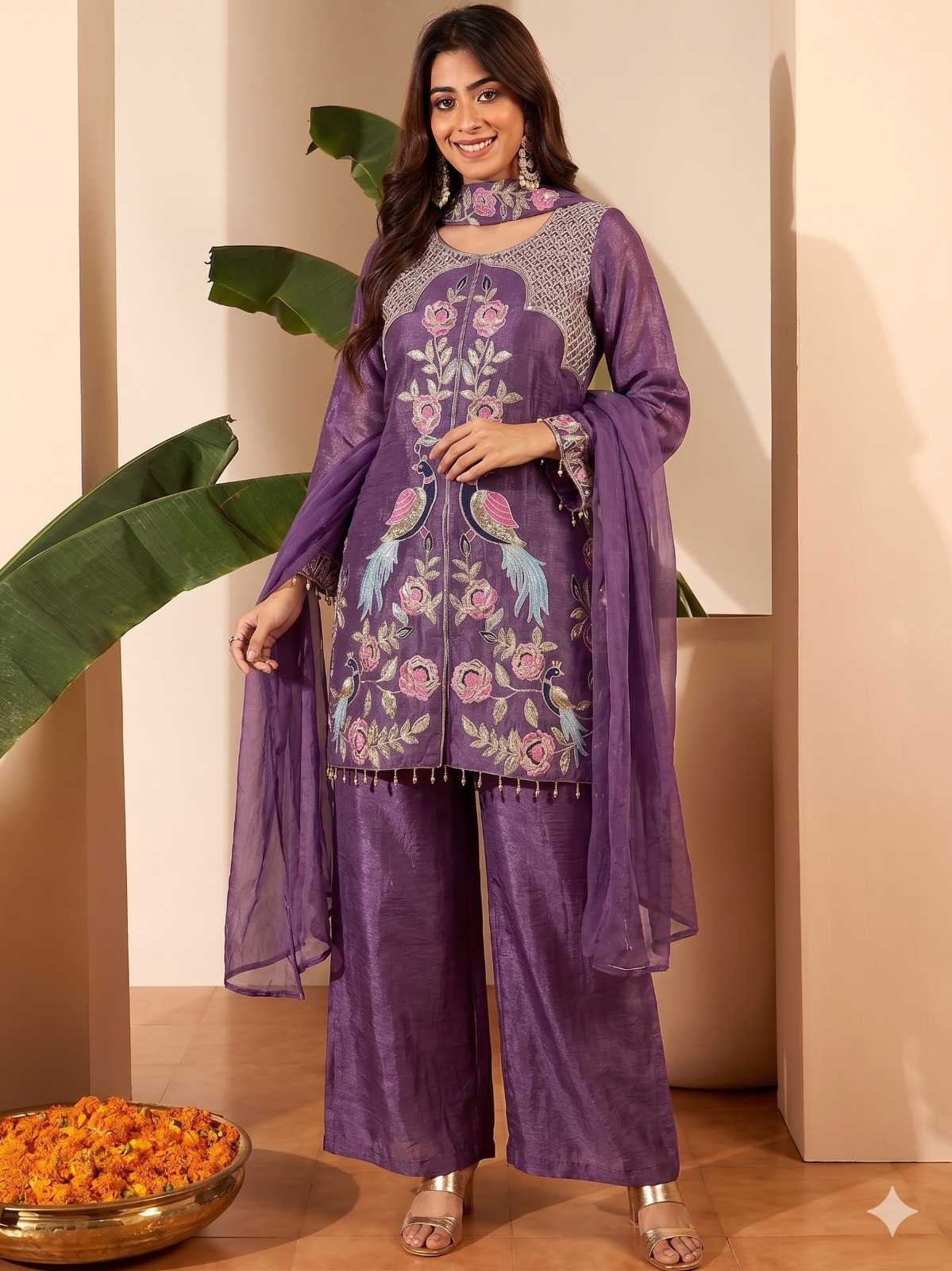 Crush Silk Sharara Salwar Suit
