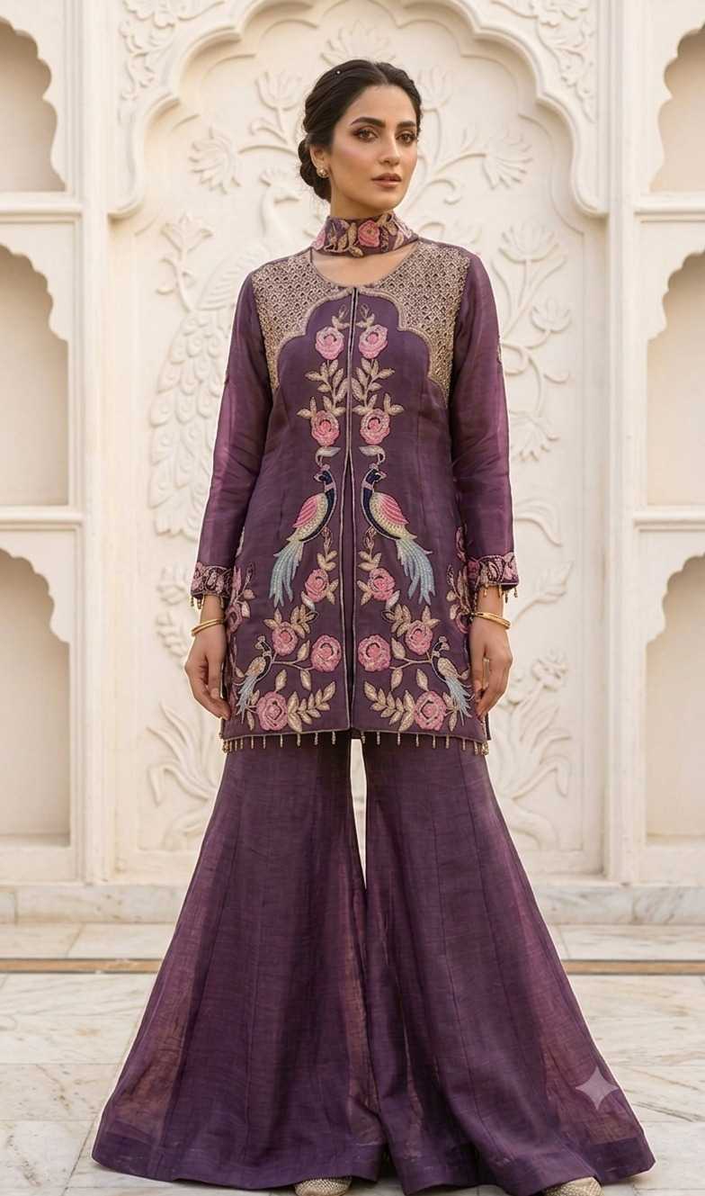 Crush Silk Sharara Salwar Suit