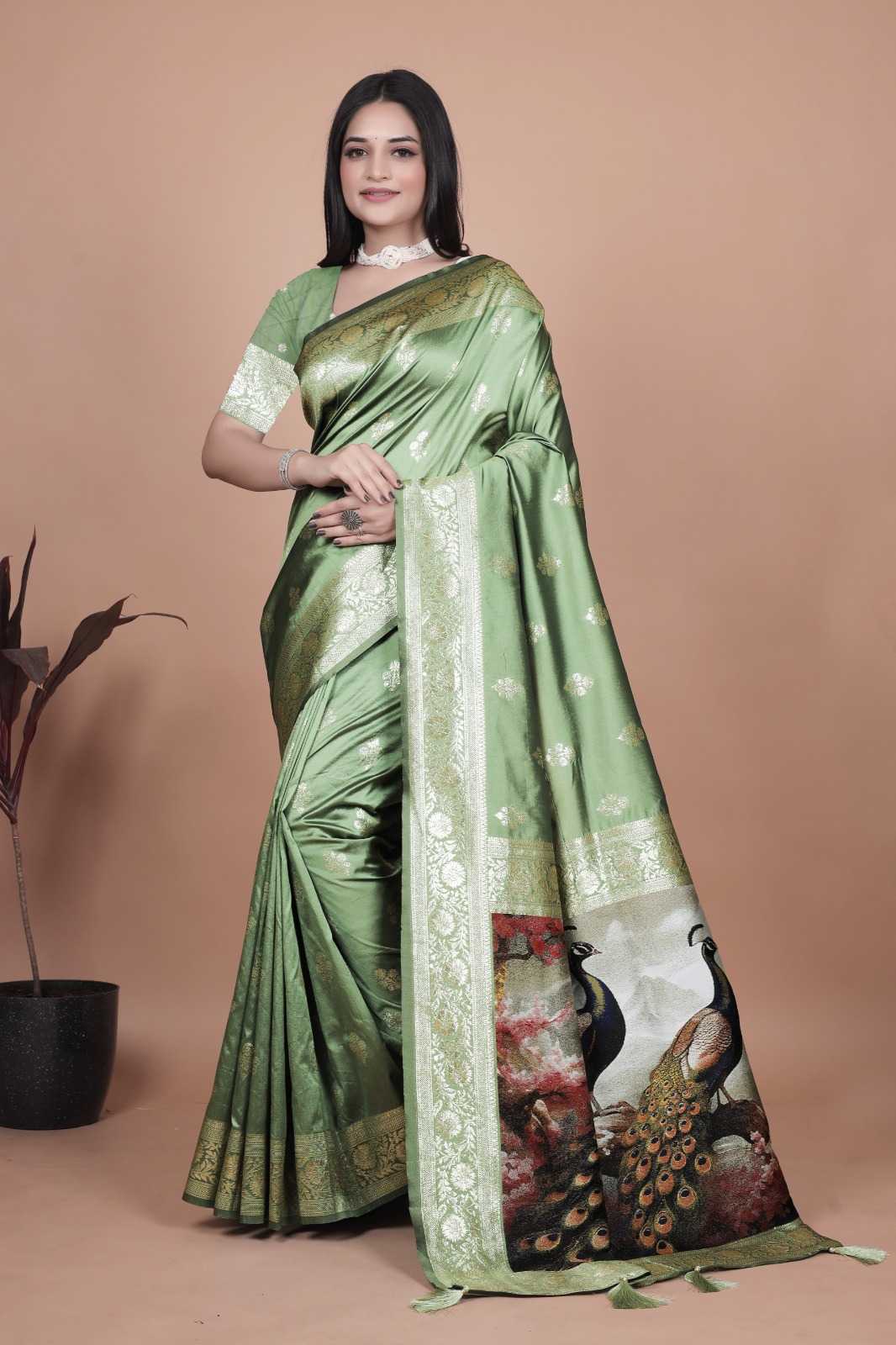 Banarasi Soft Silk Saree in Orange
