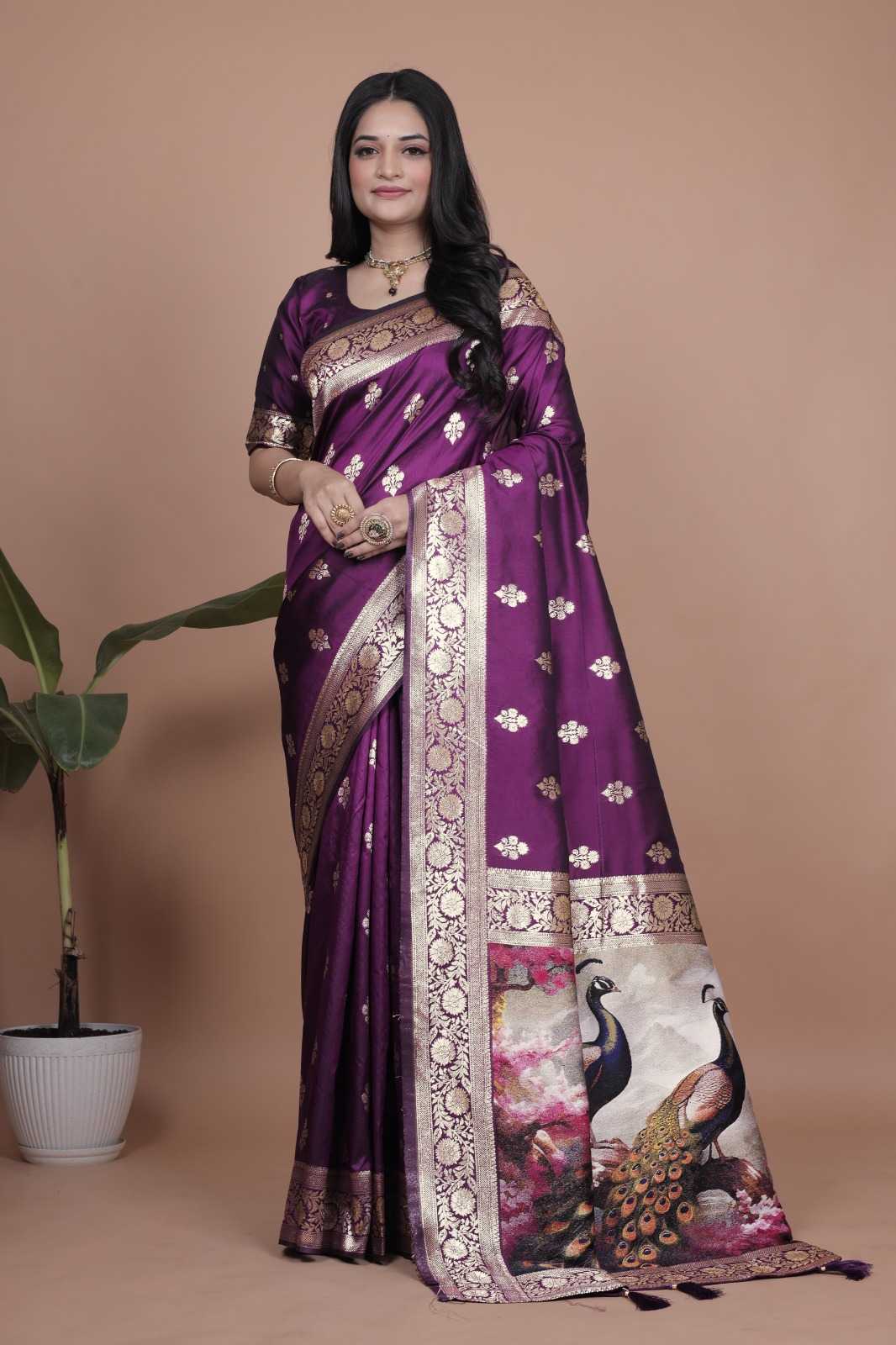 Banarasi Soft Silk Saree in Orange